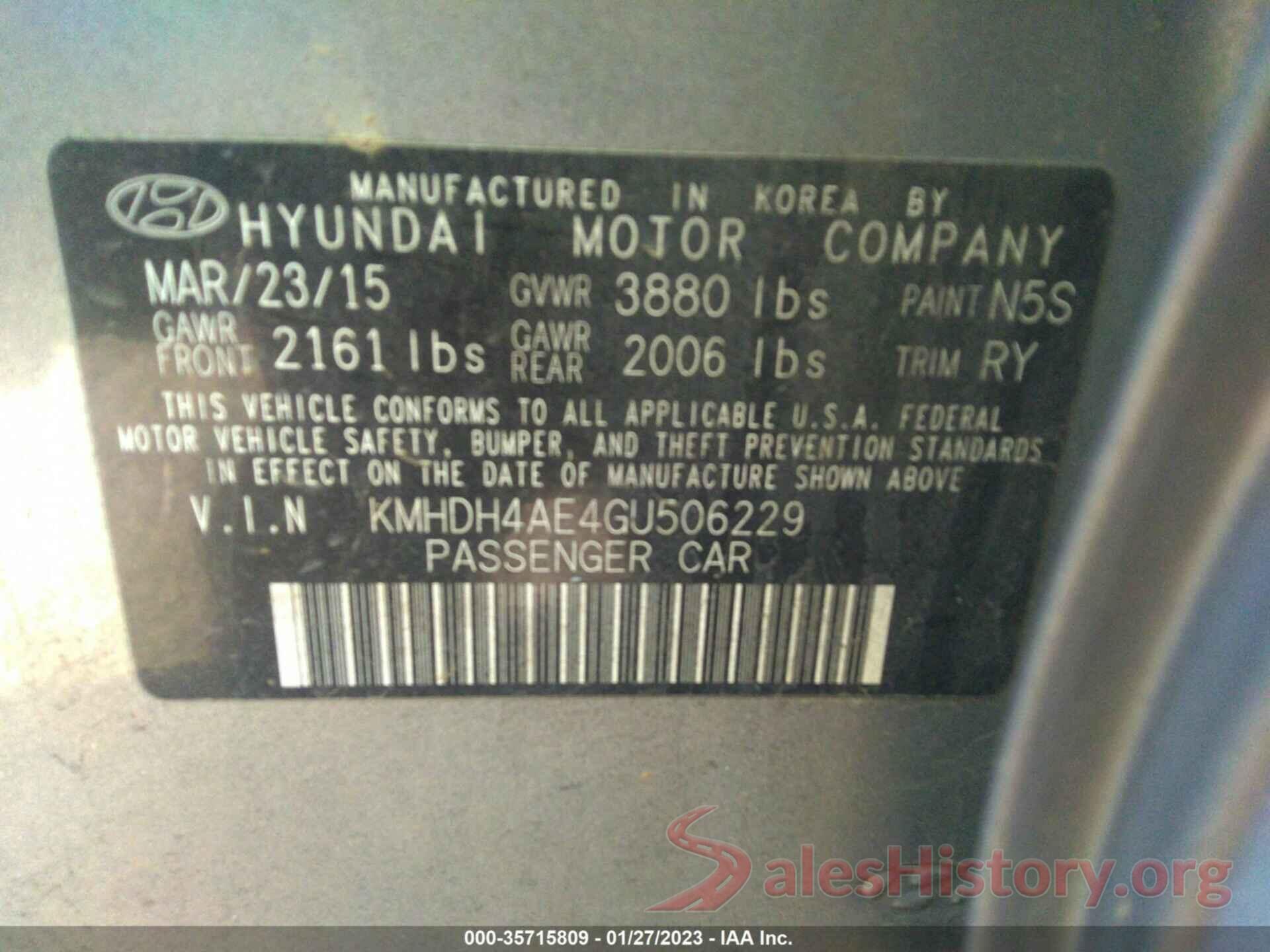 KMHDH4AE4GU506229 2016 HYUNDAI ELANTRA