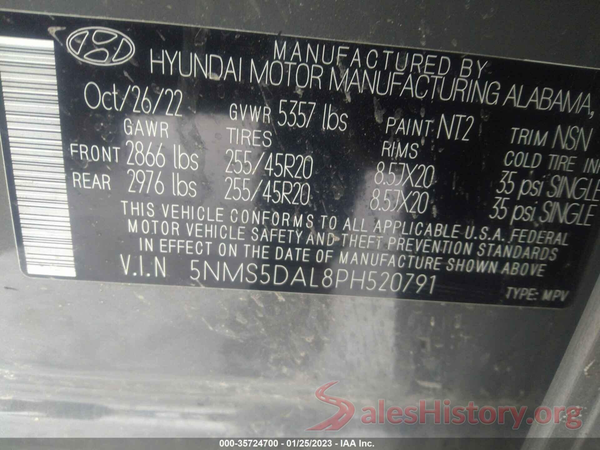 5NMS5DAL8PH520791 2023 HYUNDAI SANTA FE