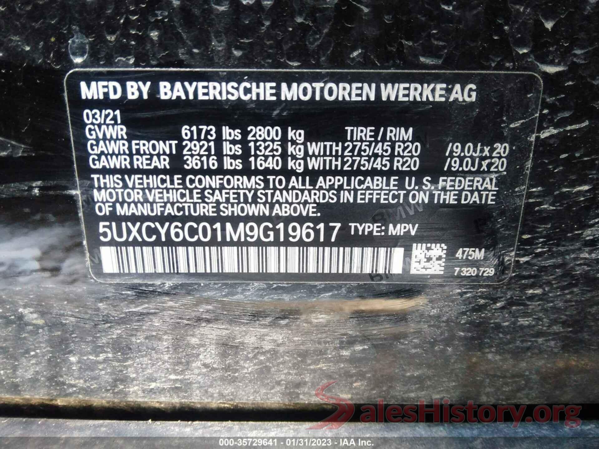 5UXCY6C01M9G19617 2021 BMW X6