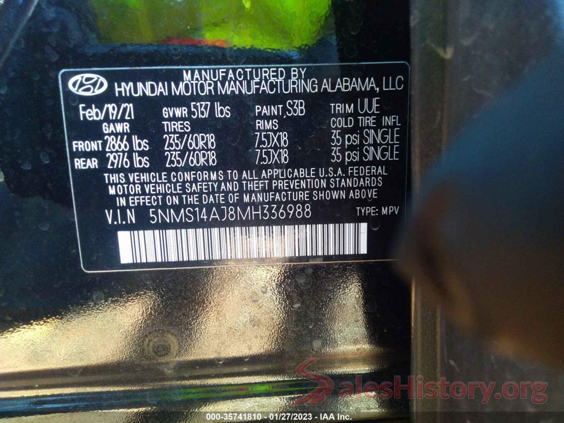 5NMS14AJ8MH336988 2021 HYUNDAI SANTA FE