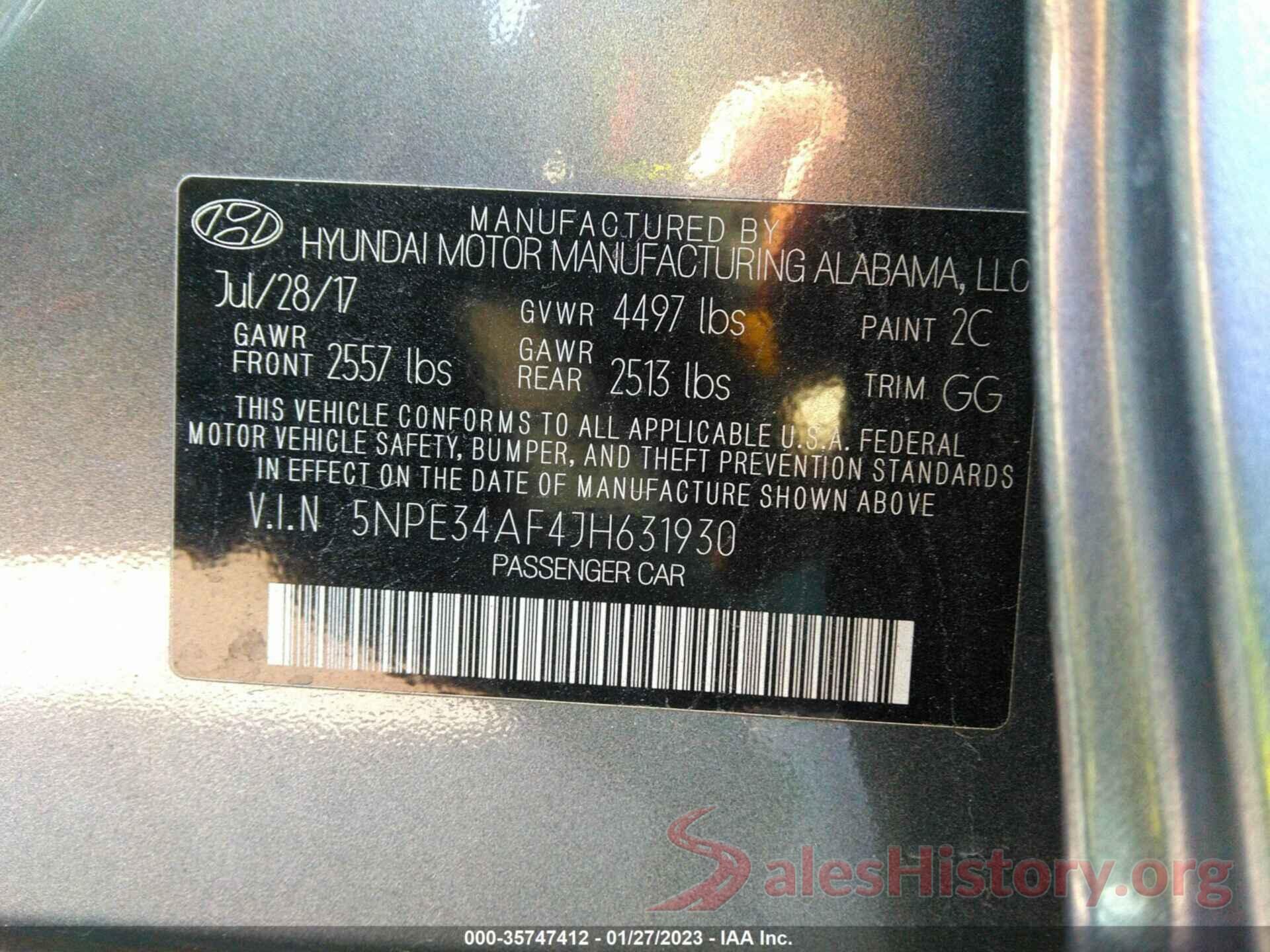 5NPE34AF4JH631930 2018 HYUNDAI SONATA