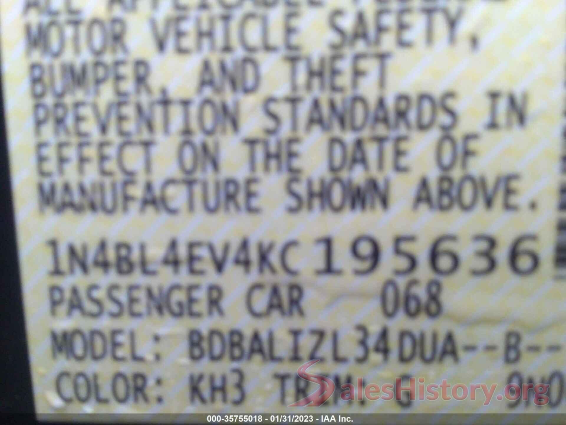 1N4BL4EV4KC195636 2019 NISSAN ALTIMA