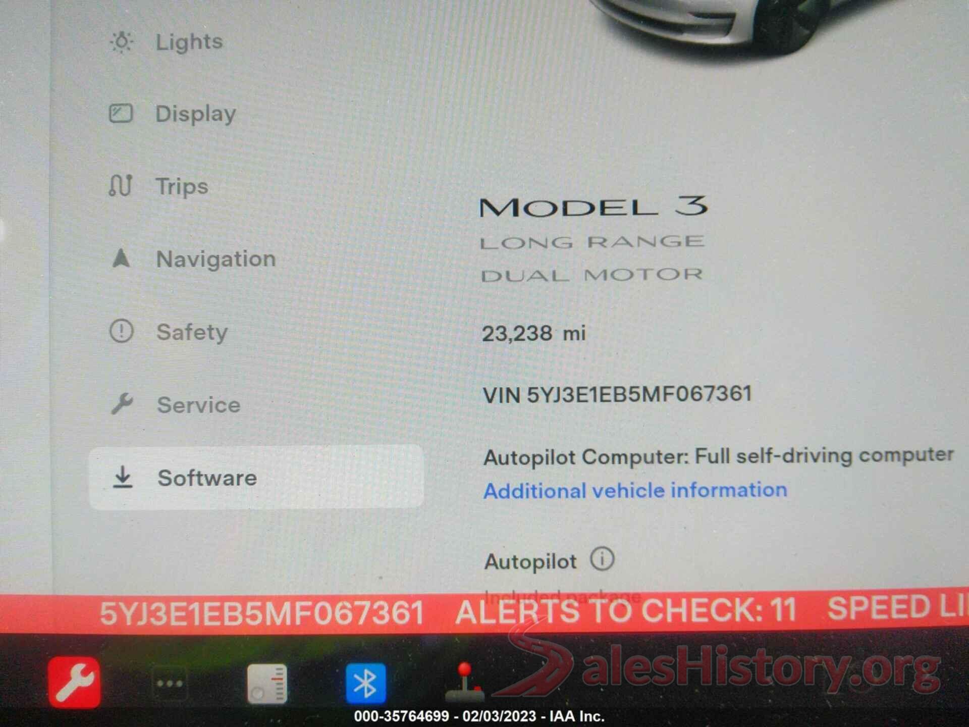 5YJ3E1EB5MF067361 2021 TESLA MODEL 3