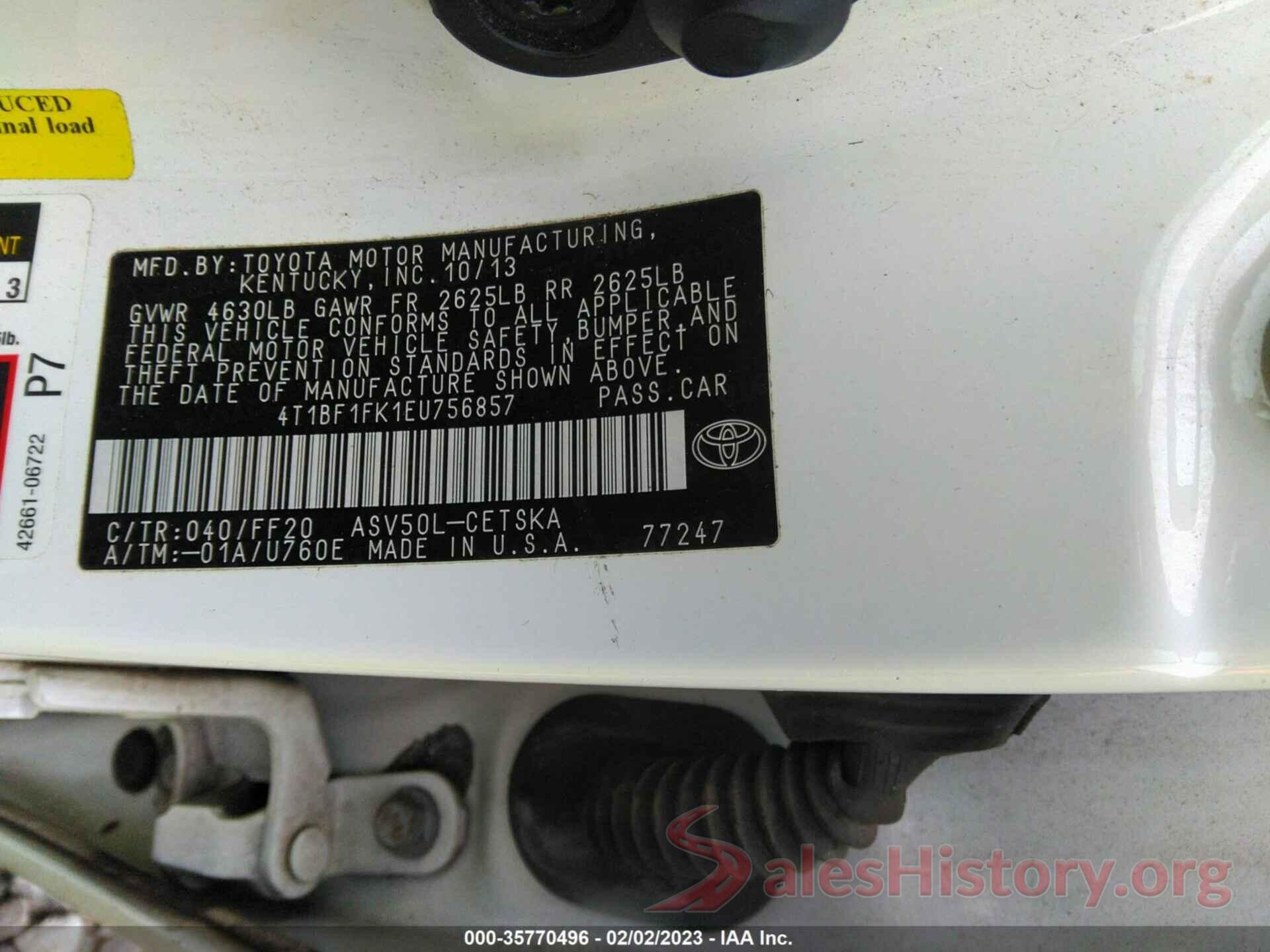 4T1BF1FK1EU756857 2014 TOYOTA CAMRY