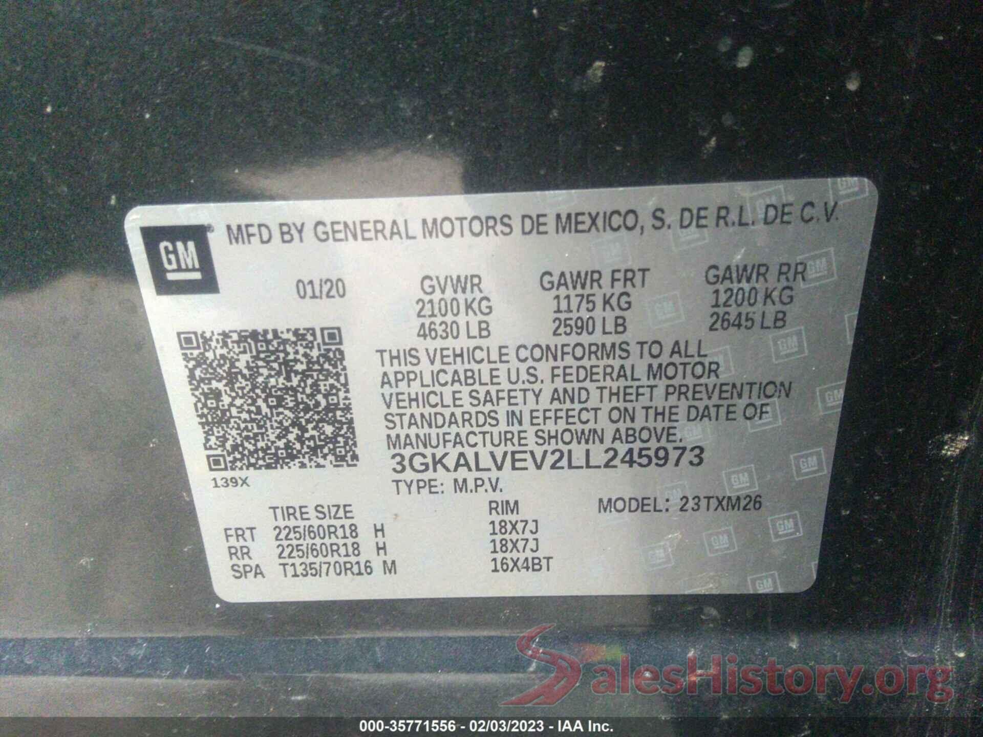 3GKALVEV2LL245973 2020 GMC TERRAIN