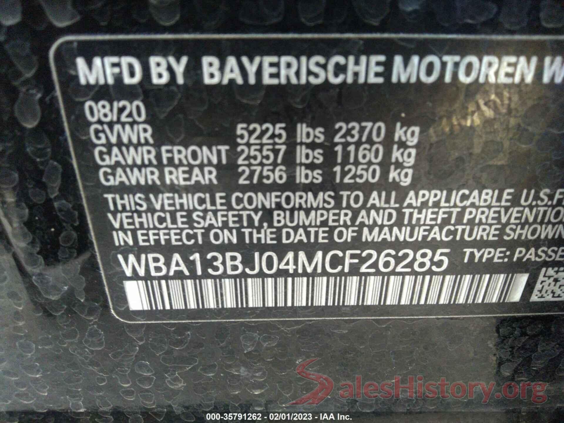 WBA13BJ04MCF26285 2021 BMW 5 SERIES