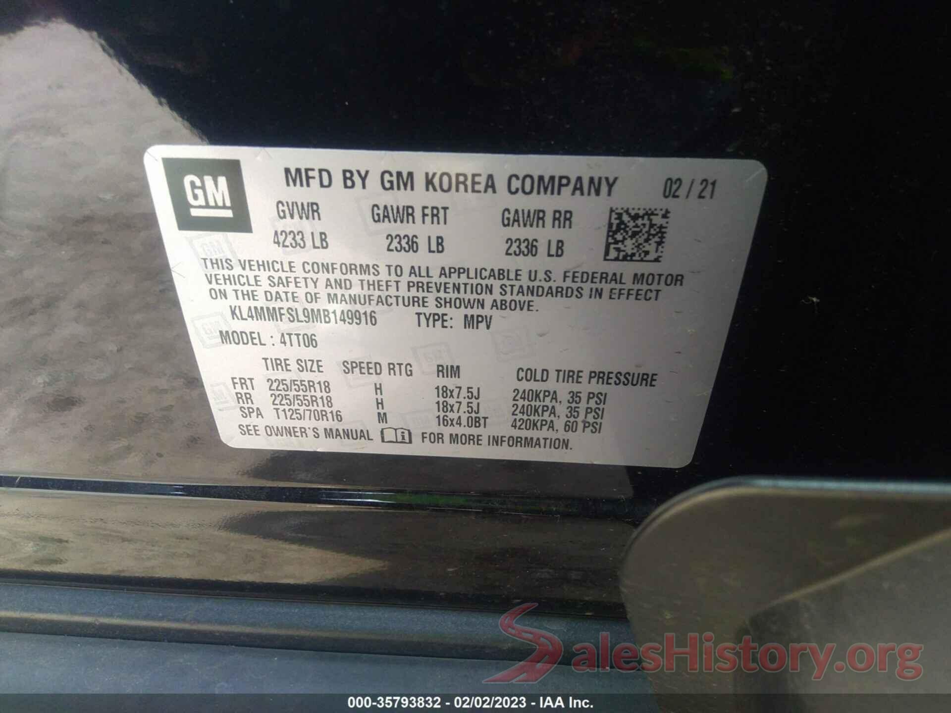 KL4MMFSL9MB149916 2021 BUICK ENCORE GX