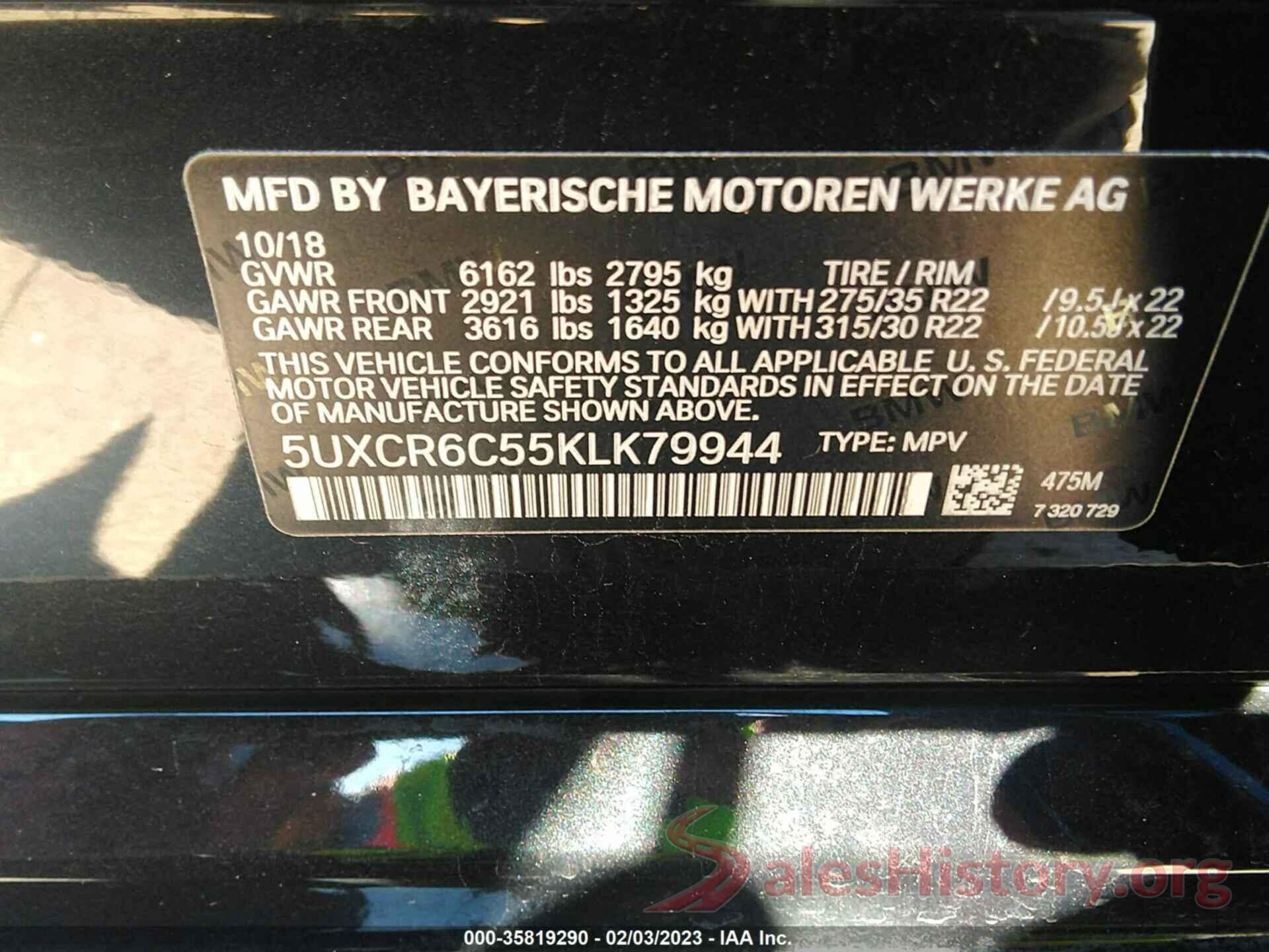 5UXCR6C55KLK79944 2019 BMW X5