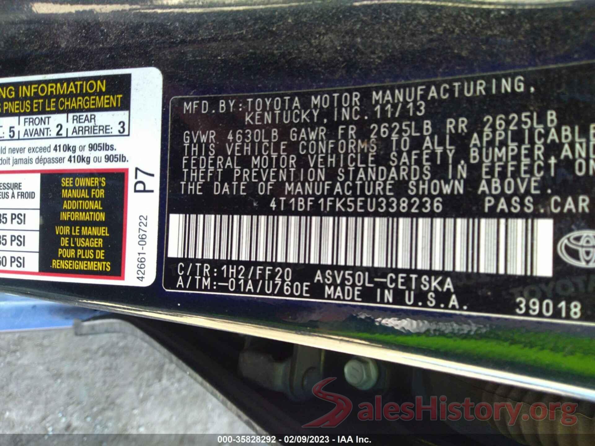 4T1BF1FK5EU338236 2014 TOYOTA CAMRY