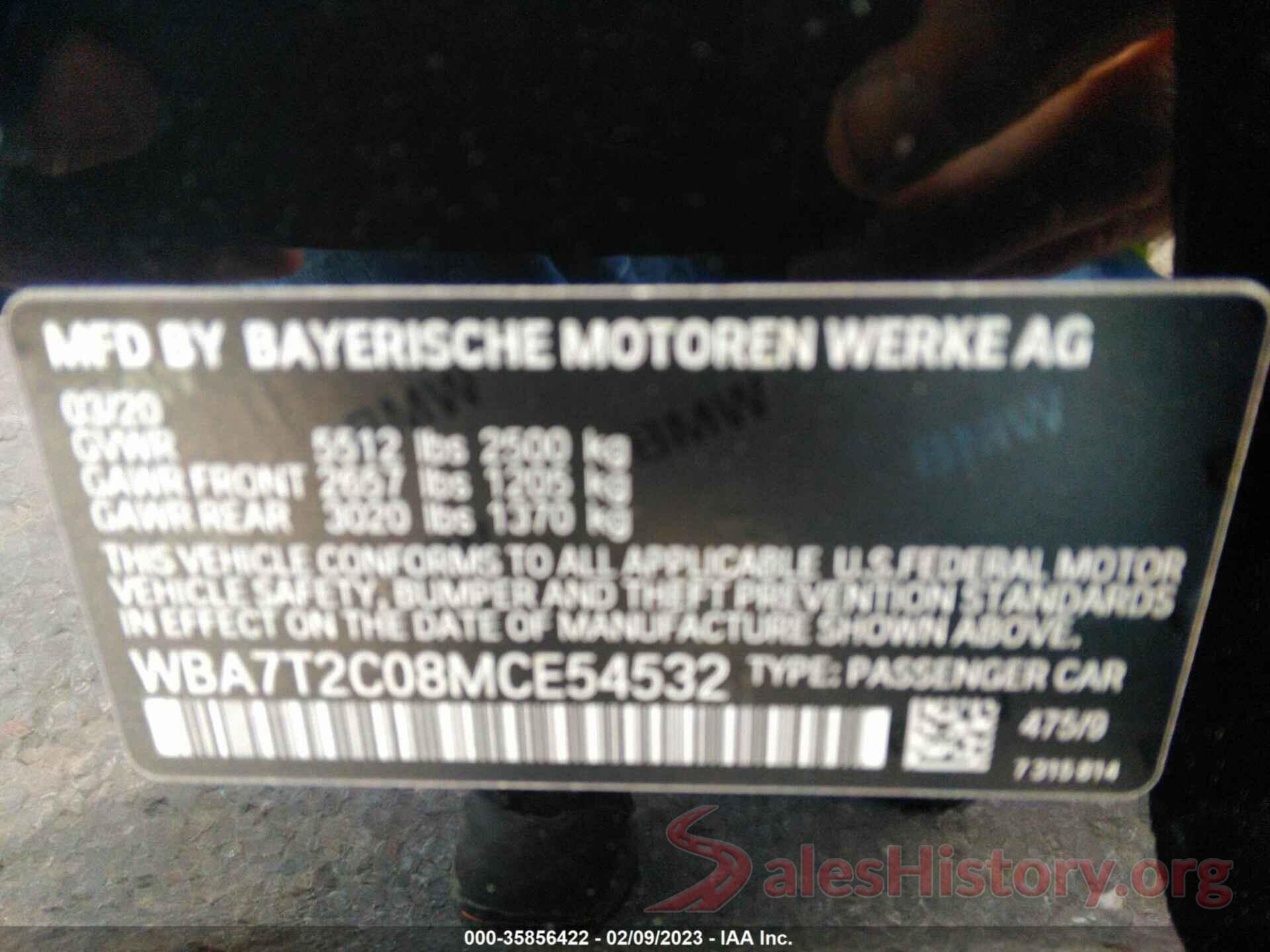 WBA7T2C08MCE54532 2021 BMW 7 SERIES