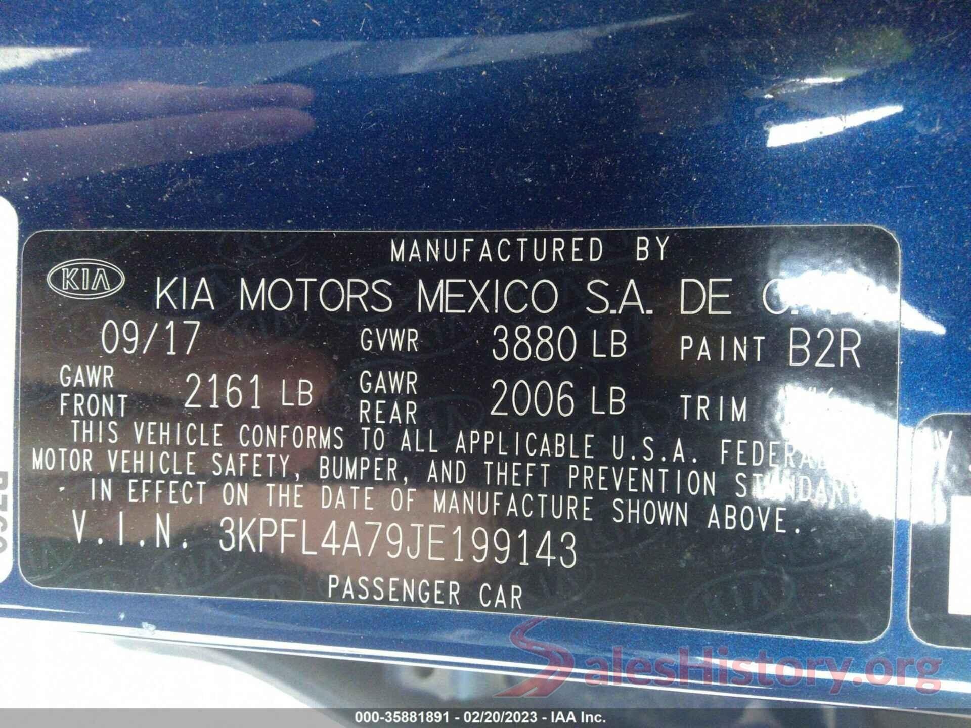 3KPFL4A79JE199143 2018 KIA FORTE