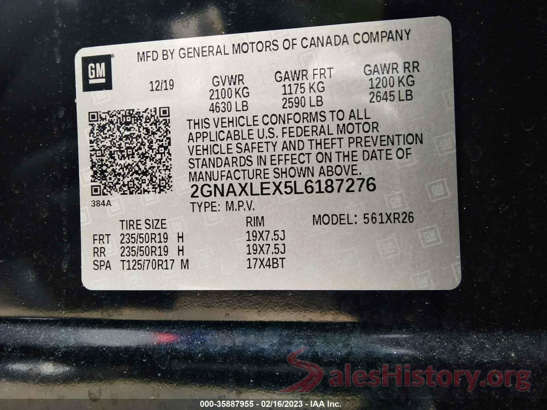 2GNAXLEX5L6187276 2020 CHEVROLET EQUINOX