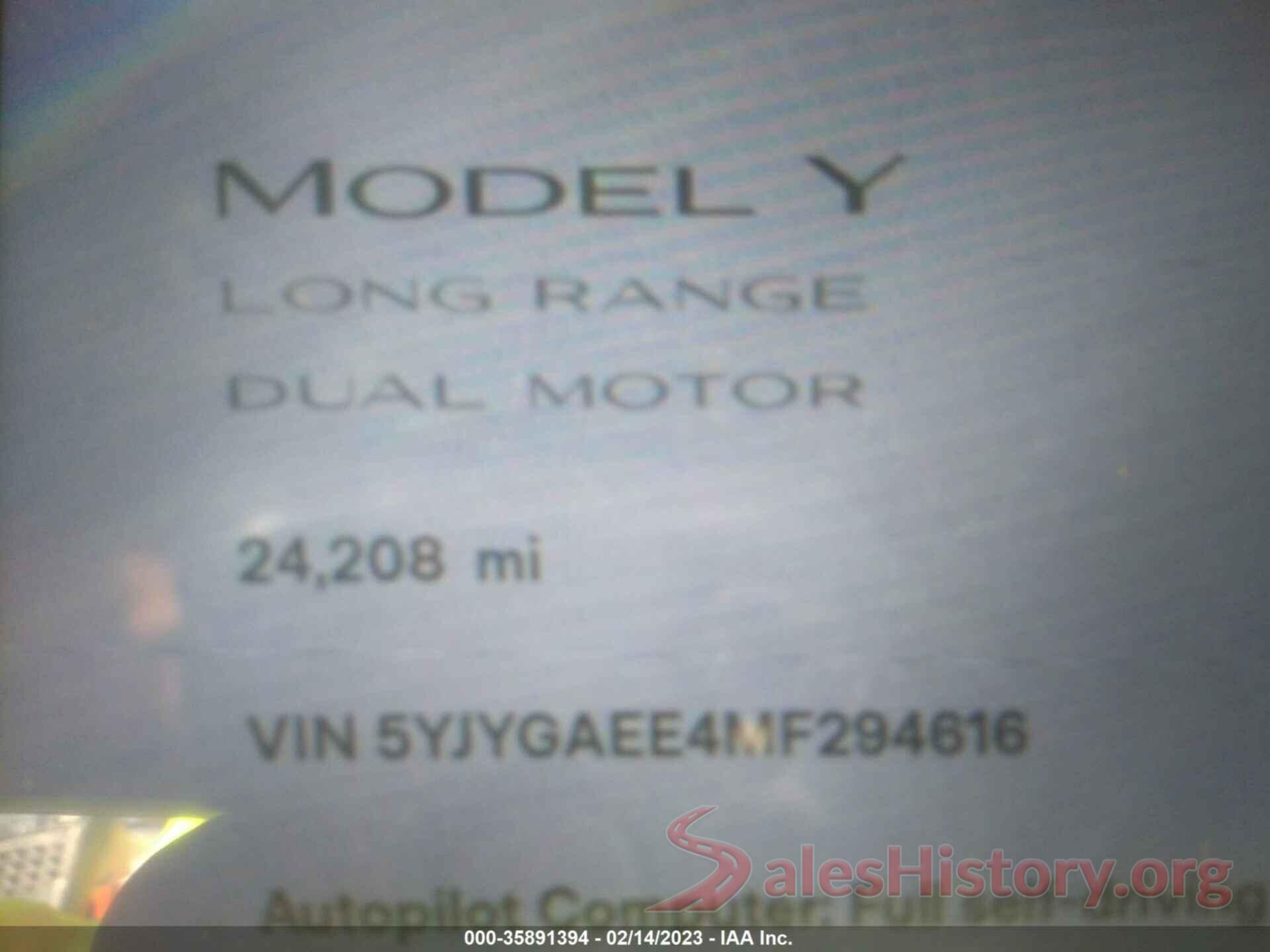 5YJYGAEE4MF294616 2021 TESLA MODEL Y