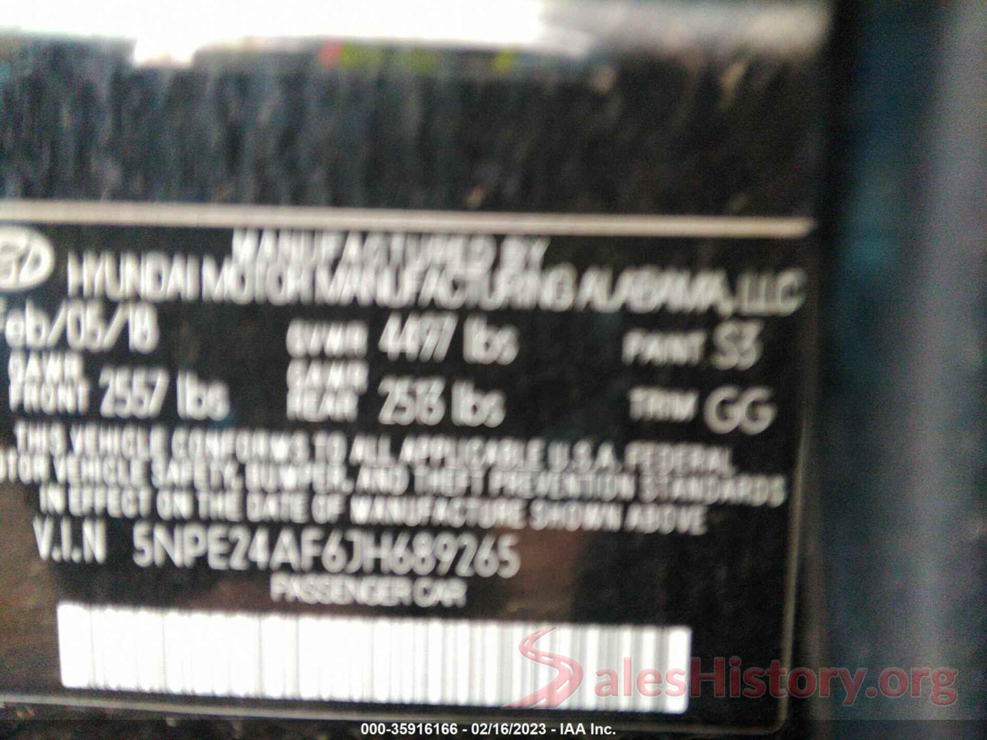 5NPE24AF6JH689265 2018 HYUNDAI SONATA