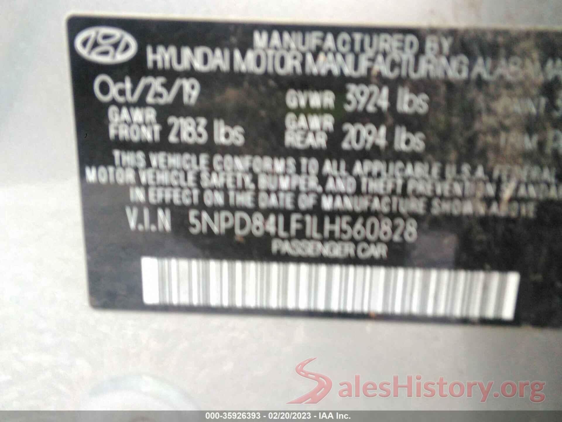 5NPD84LF1LH560828 2020 HYUNDAI ELANTRA