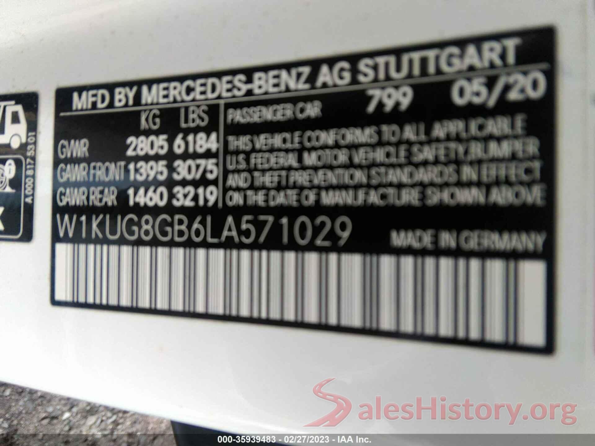 W1KUG8GB6LA571029 2020 MERCEDES-BENZ S-CLASS