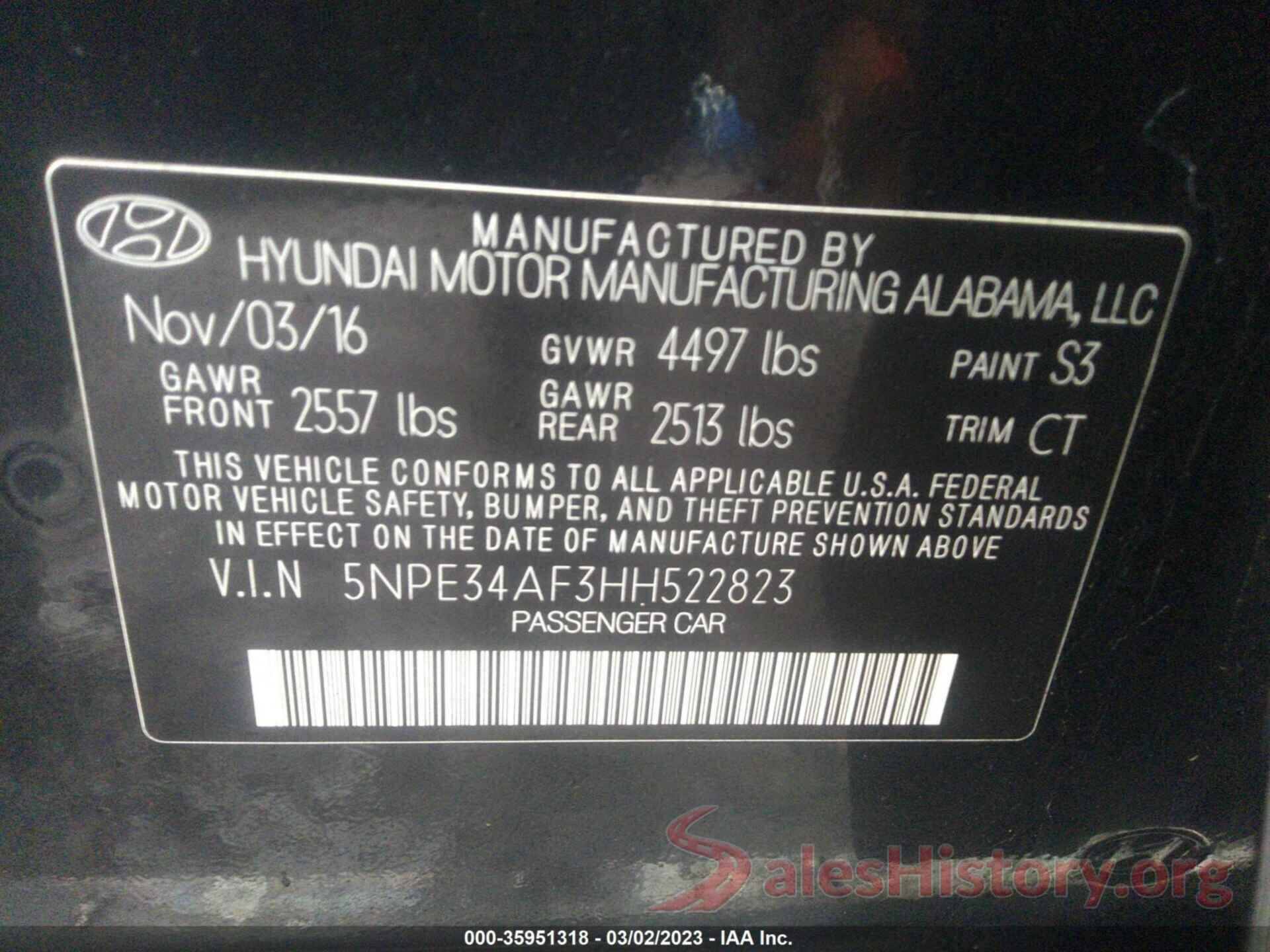 5NPE34AF3HH522823 2017 HYUNDAI SONATA