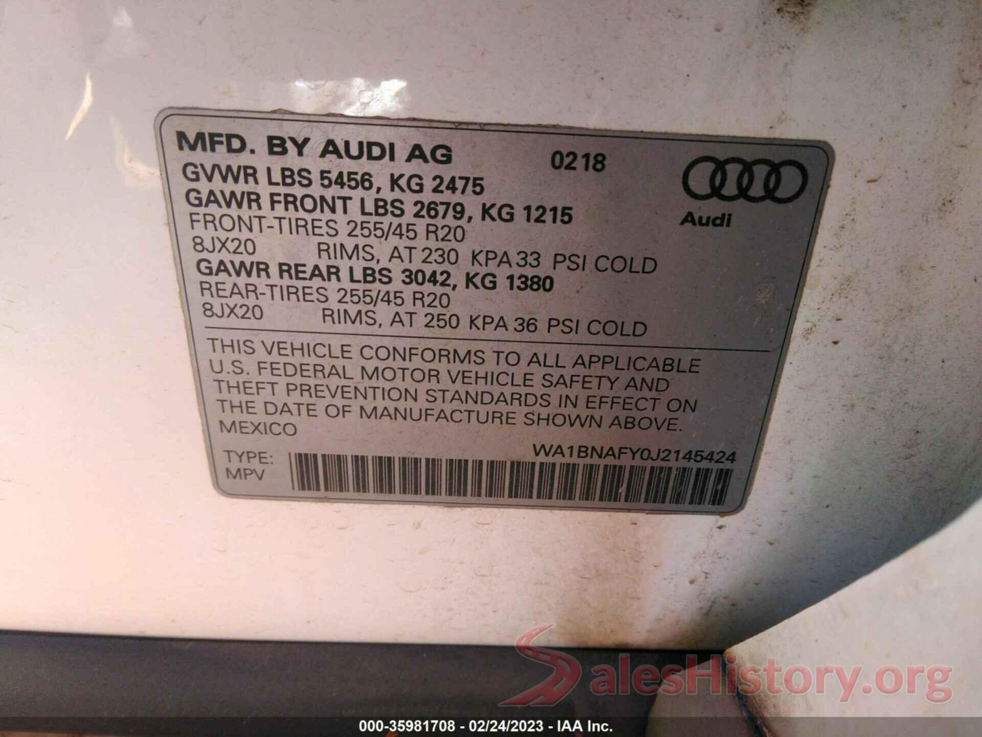 WA1BNAFY0J2145424 2018 AUDI Q5