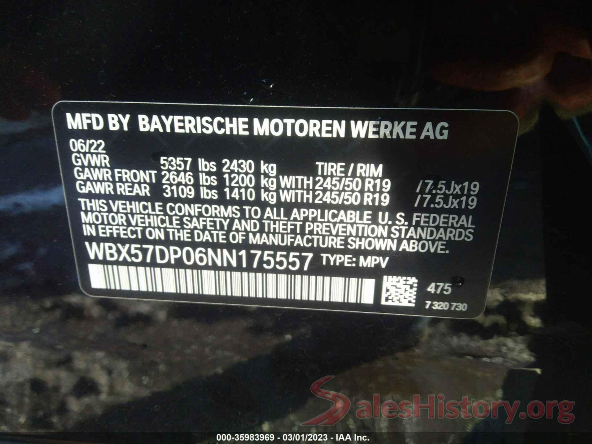 WBX57DP06NN175557 2022 BMW X3