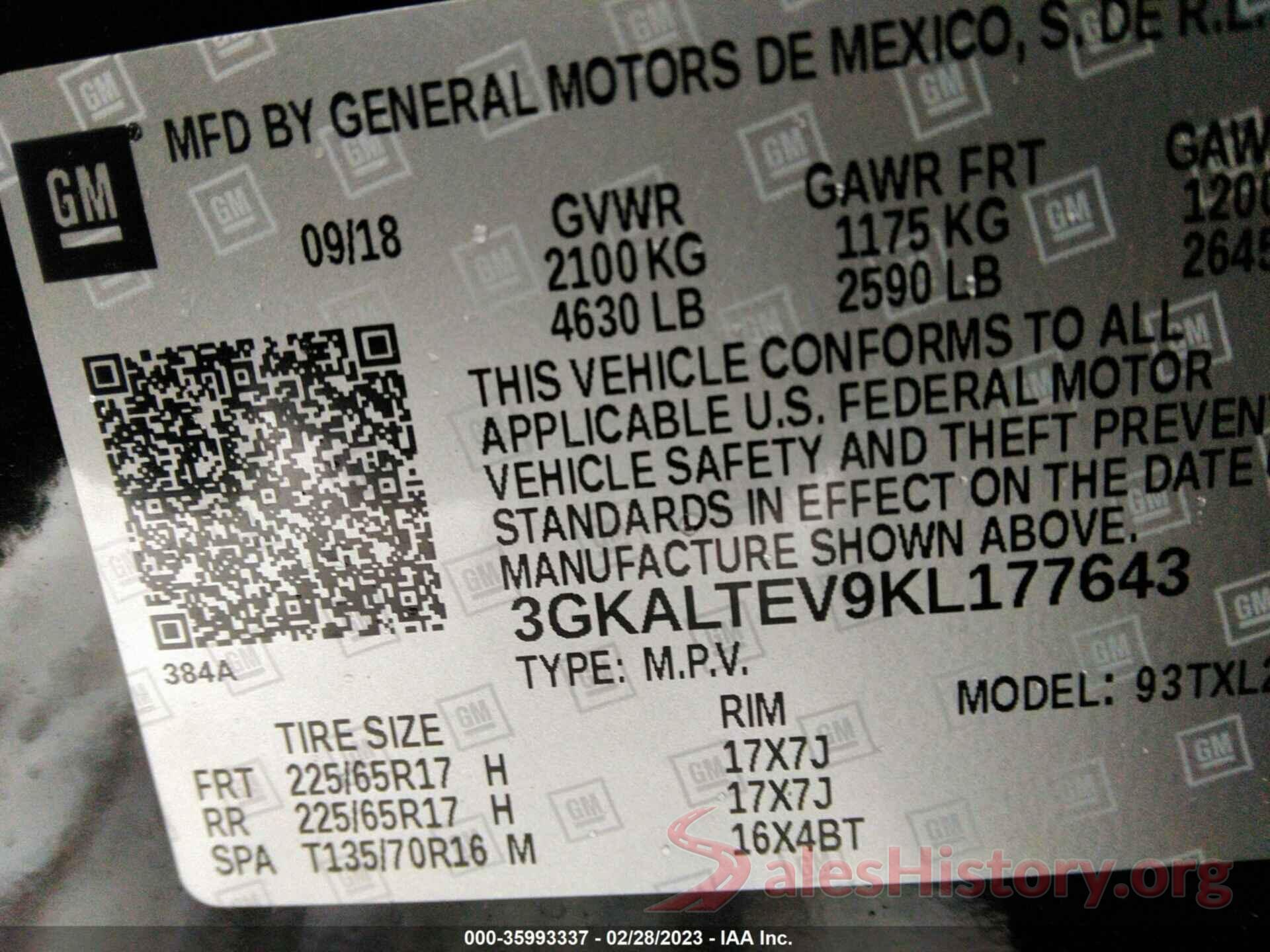 3GKALTEV9KL177643 2019 GMC TERRAIN