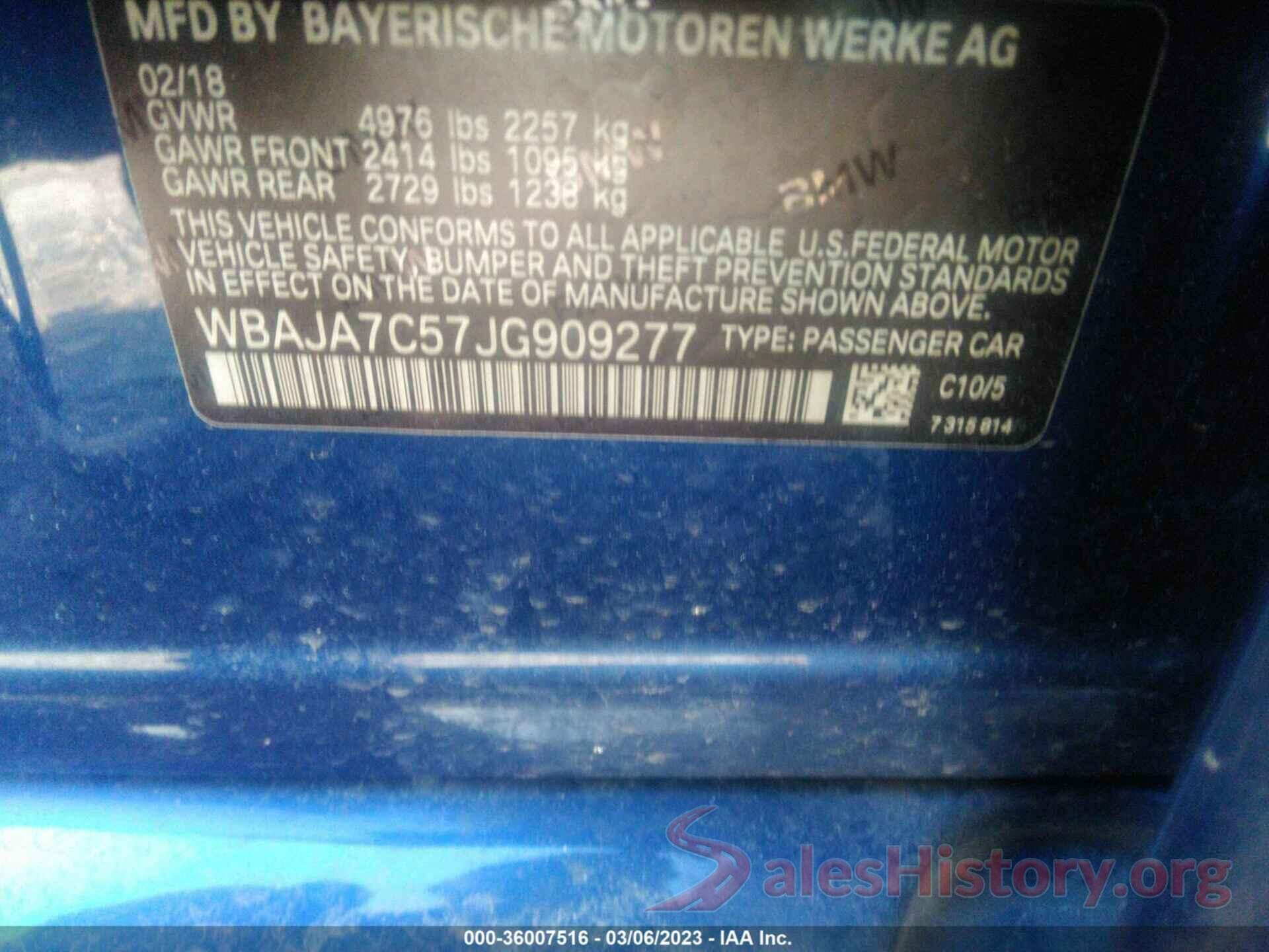 WBAJA7C57JG909277 2018 BMW 5 SERIES