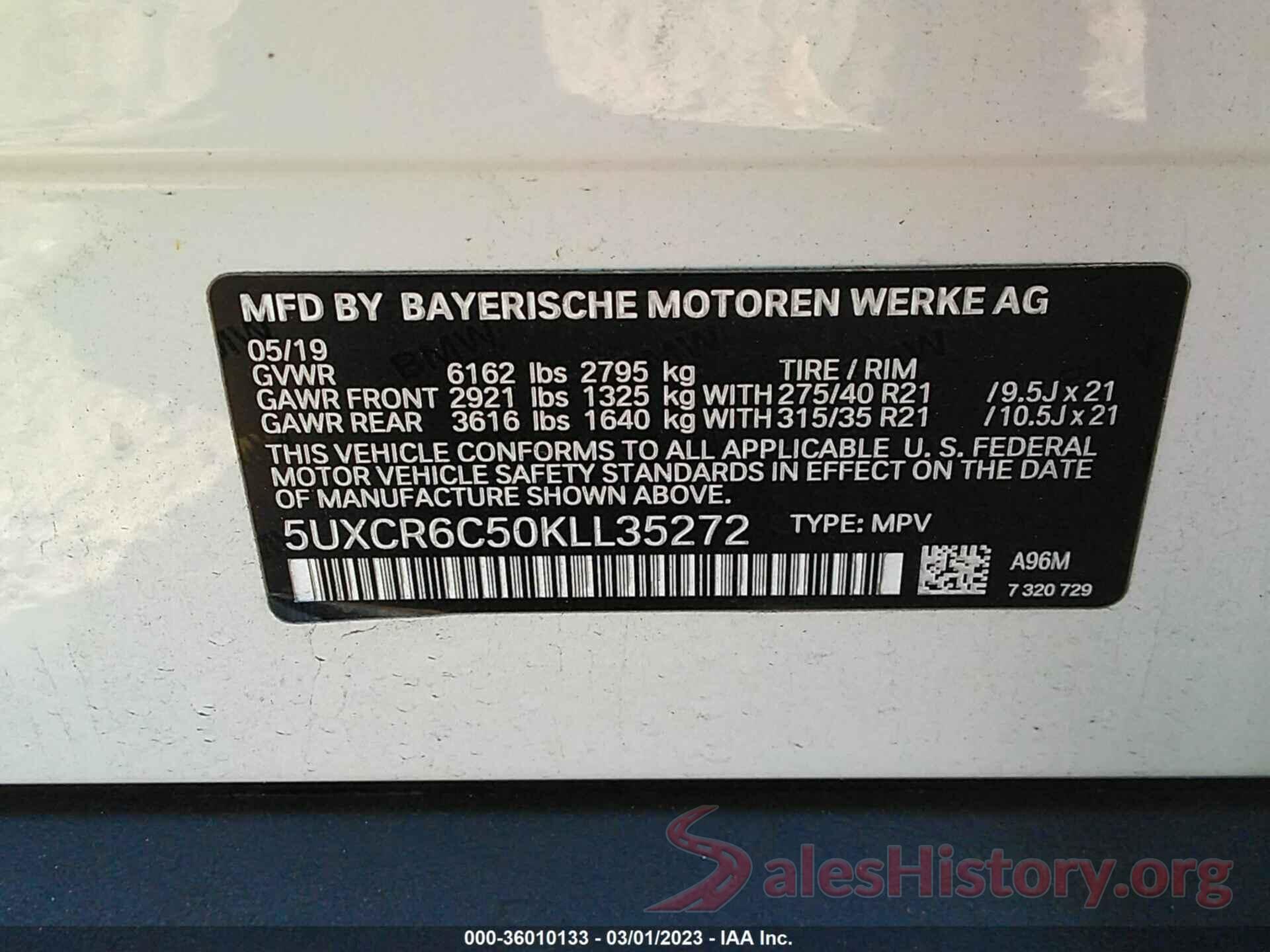 5UXCR6C50KLL35272 2019 BMW X5