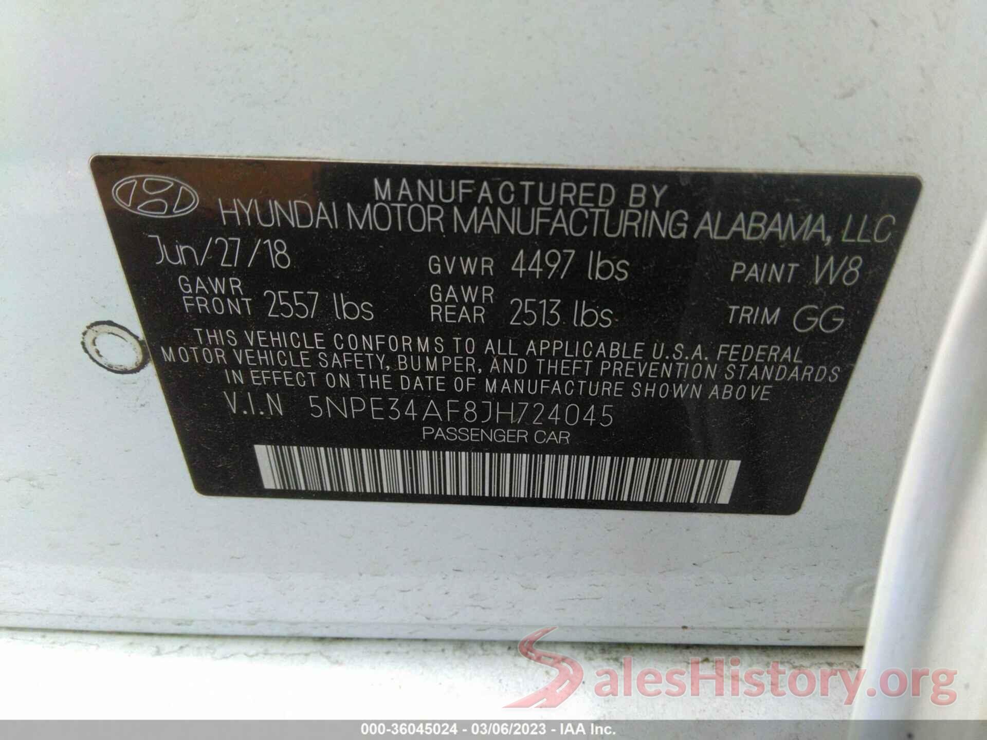 5NPE34AF8JH724045 2018 HYUNDAI SONATA