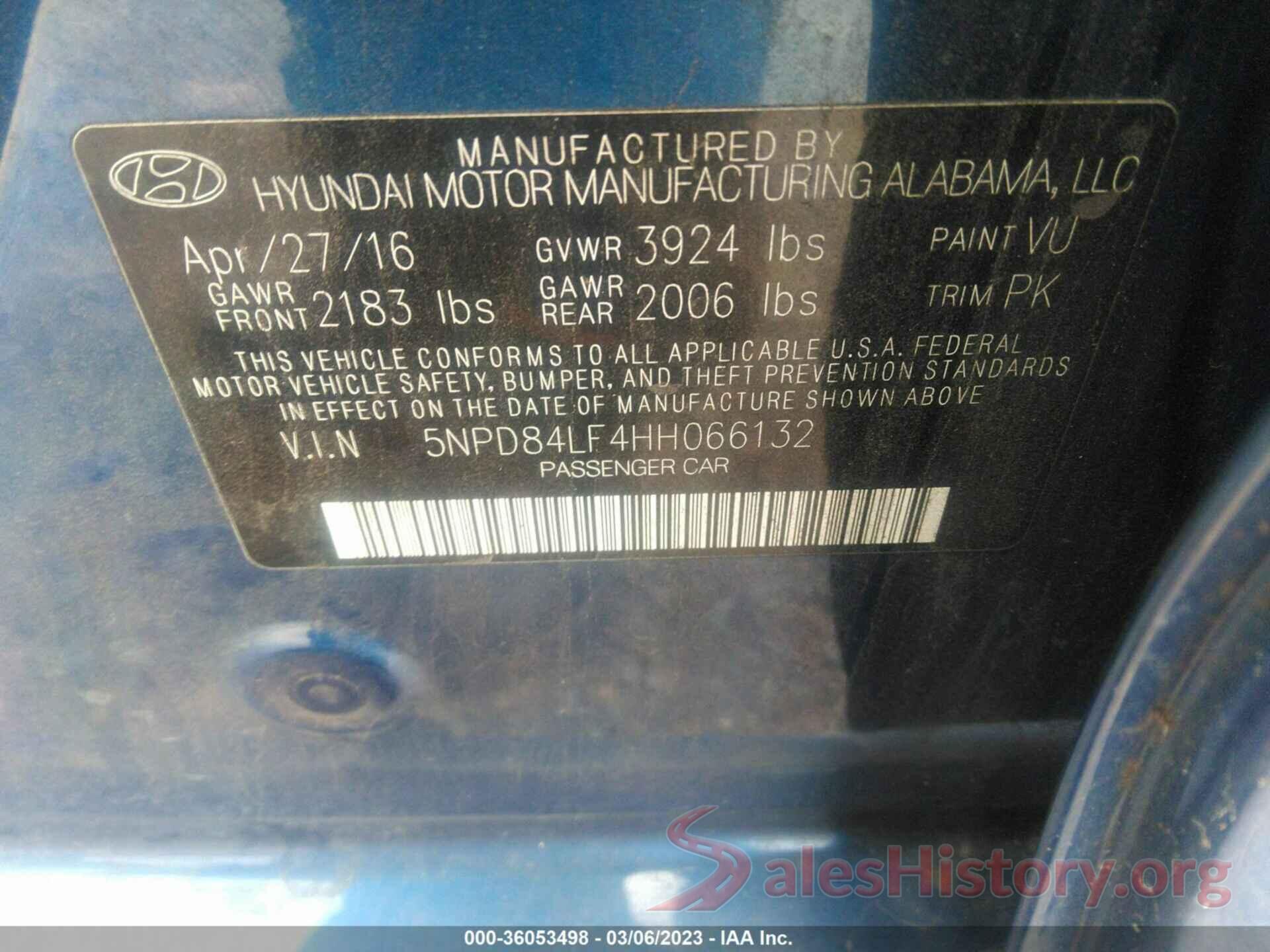 5NPD84LF4HH066132 2017 HYUNDAI ELANTRA