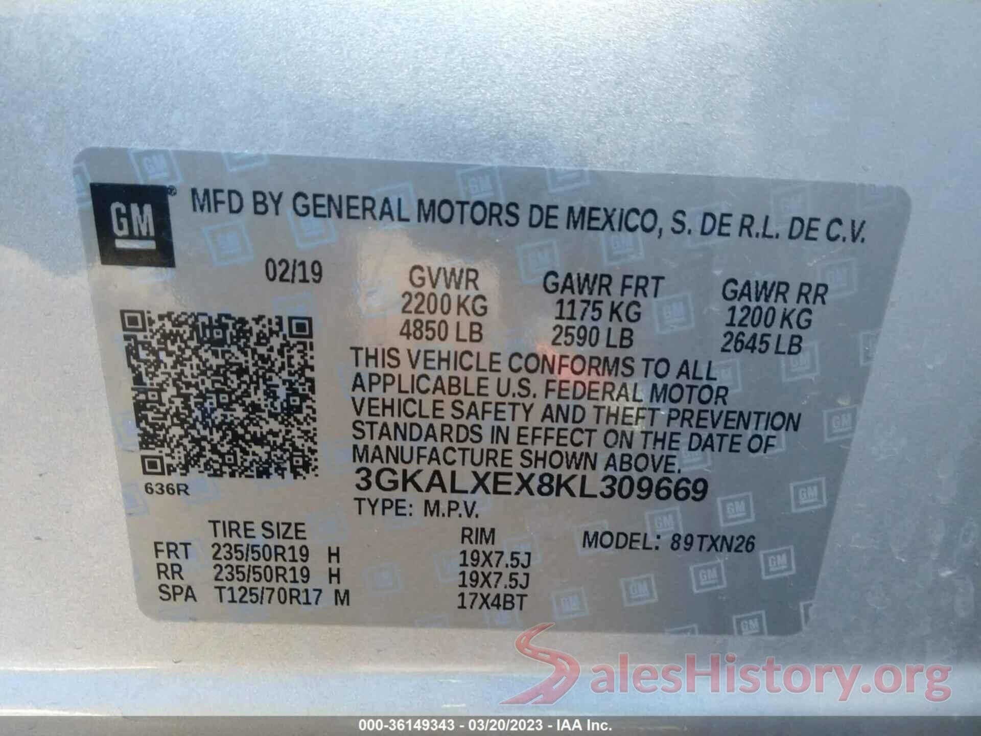 3GKALXEX8KL309669 2019 GMC TERRAIN