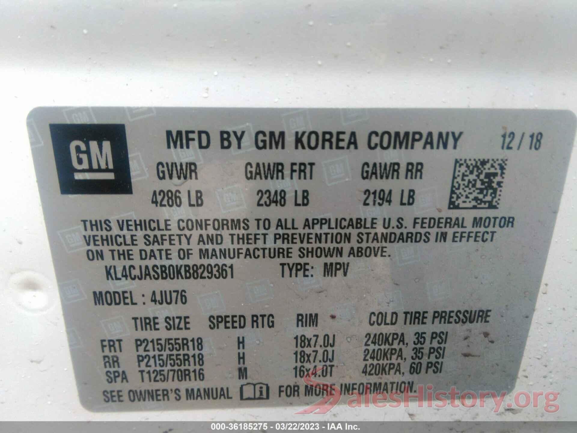 KL4CJASB0KB829361 2019 BUICK ENCORE