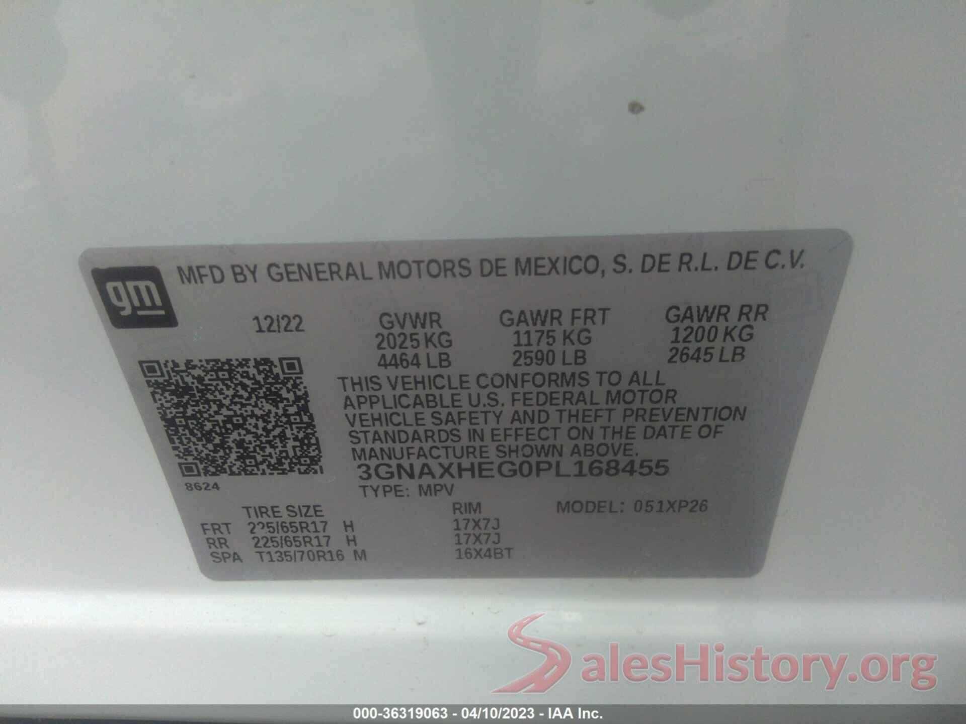 3GNAXHEG0PL168455 2023 CHEVROLET EQUINOX