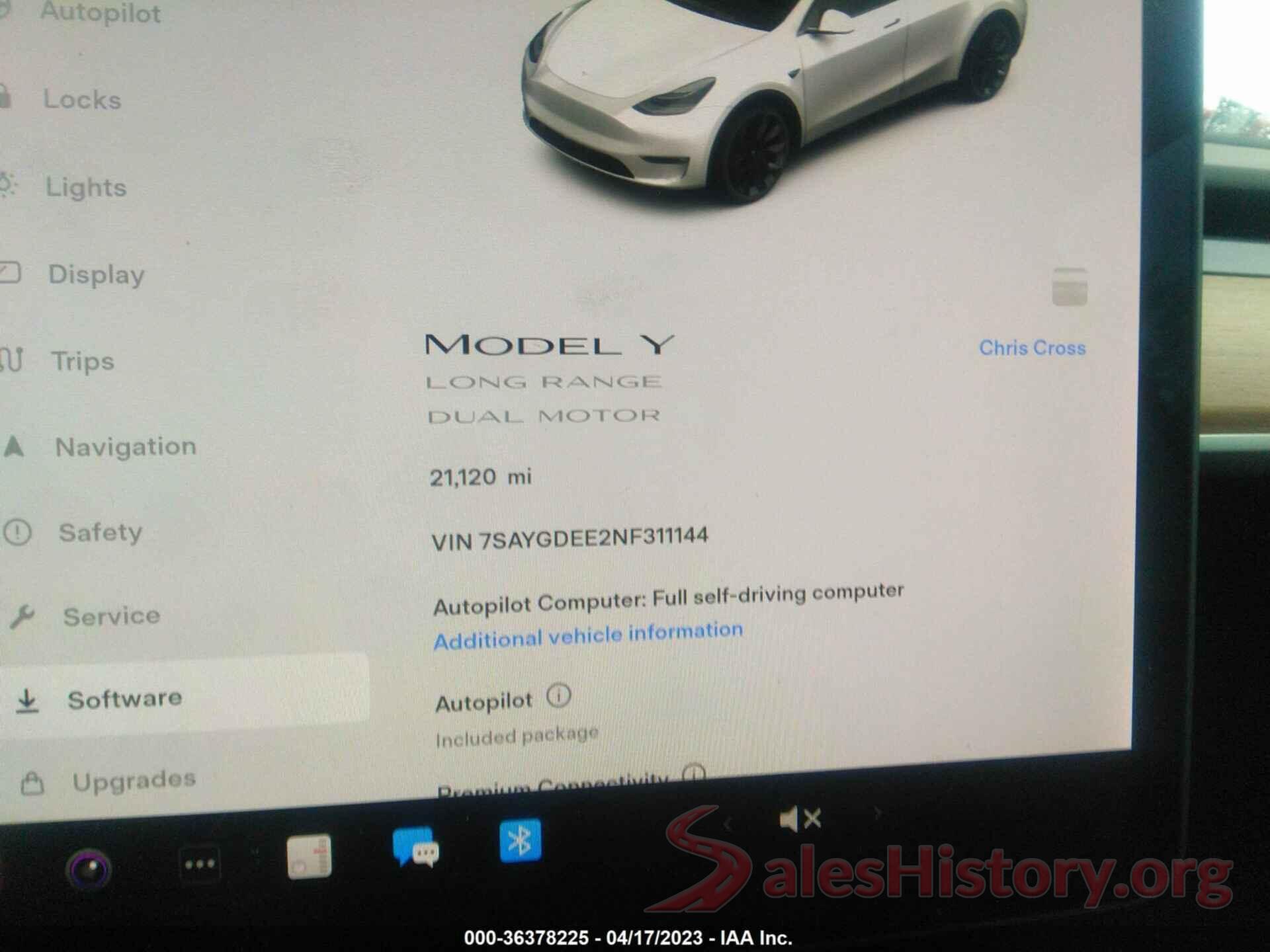 7SAYGDEE2NF311144 2022 TESLA MODEL Y