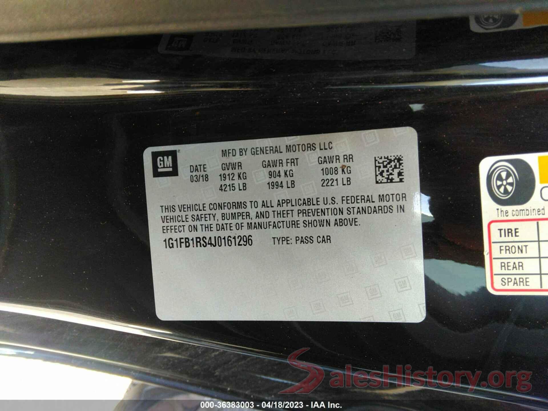 1G1FB1RS4J0161296 2018 CHEVROLET CAMARO