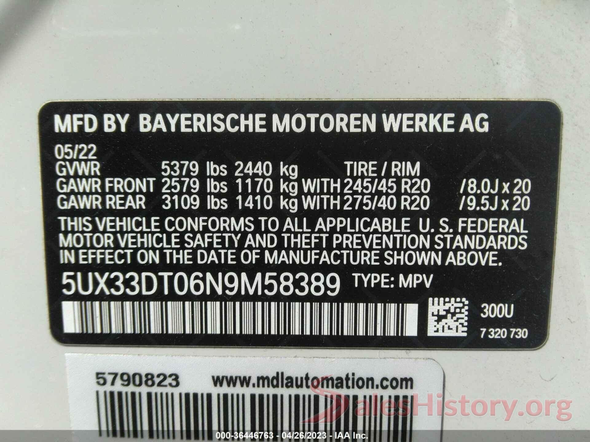 5UX33DT06N9M58389 2022 BMW X4