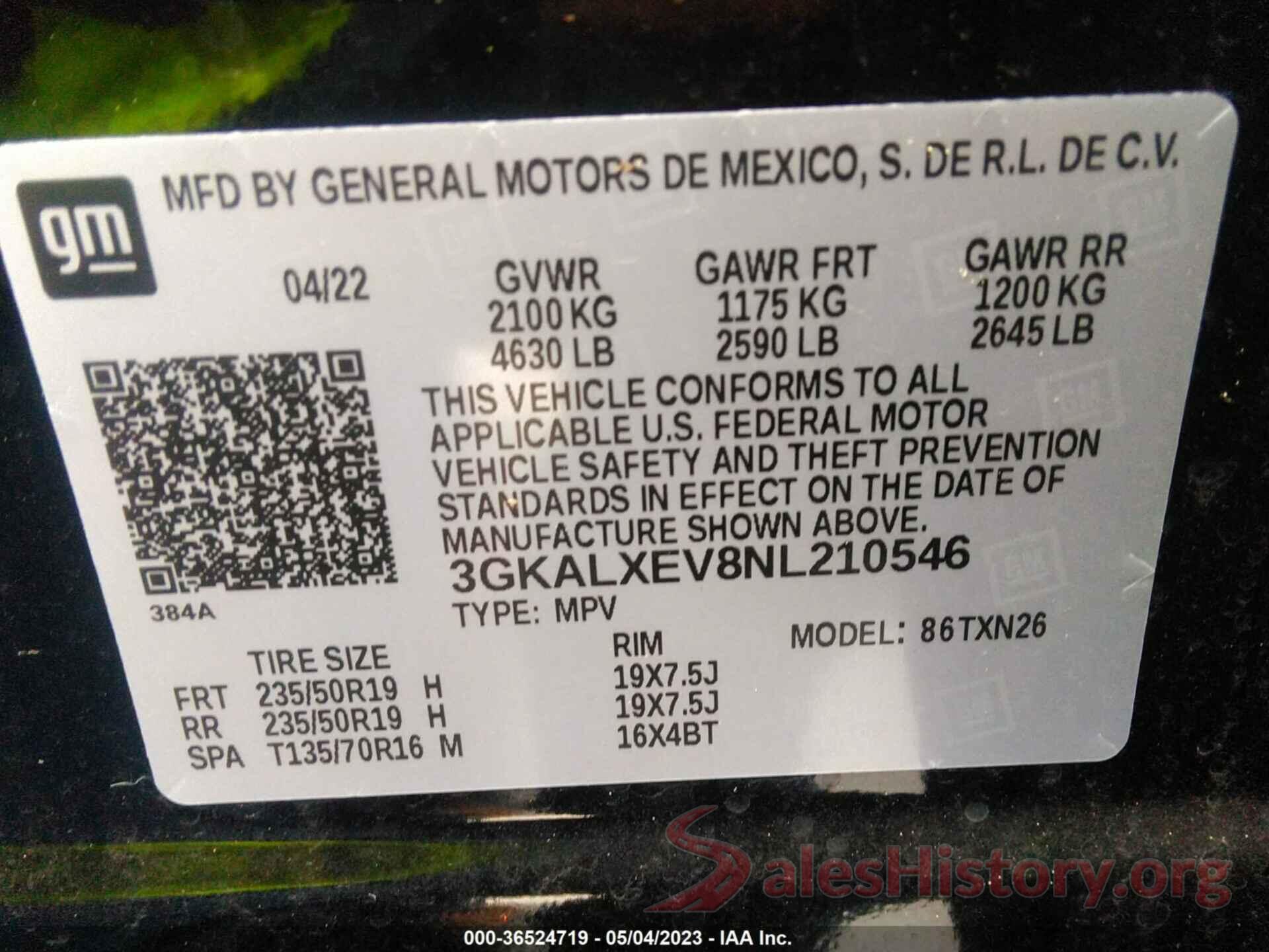 3GKALXEV8NL210546 2022 GMC TERRAIN