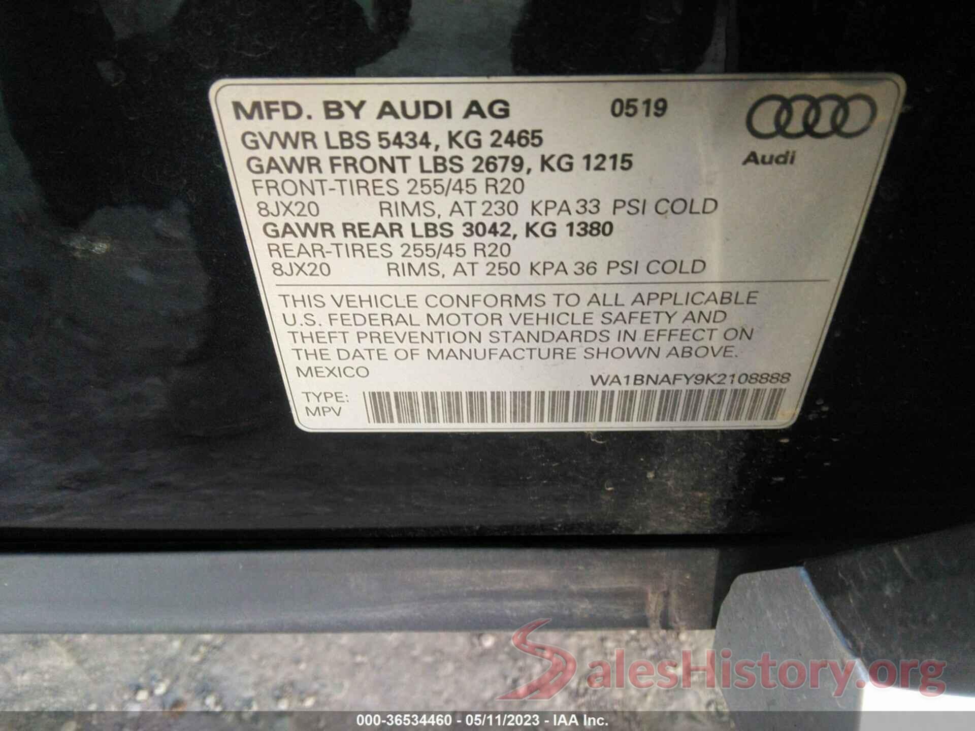 WA1BNAFY9K2108888 2019 AUDI Q5