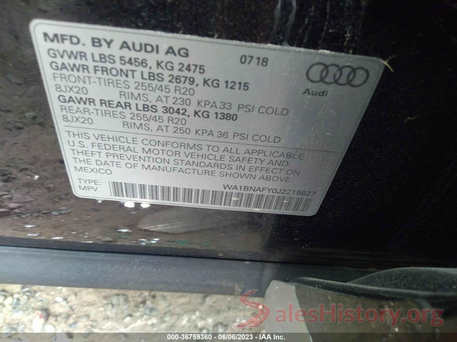 WA1BNAFY0J2215827 2018 AUDI Q5