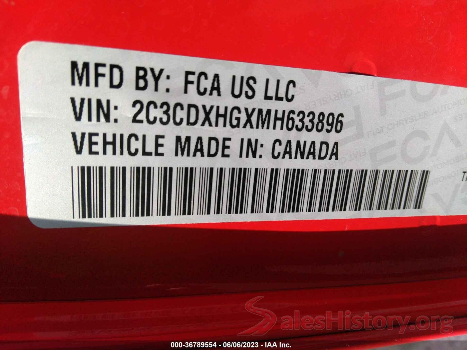 2C3CDXHGXMH633896 2021 DODGE CHARGER