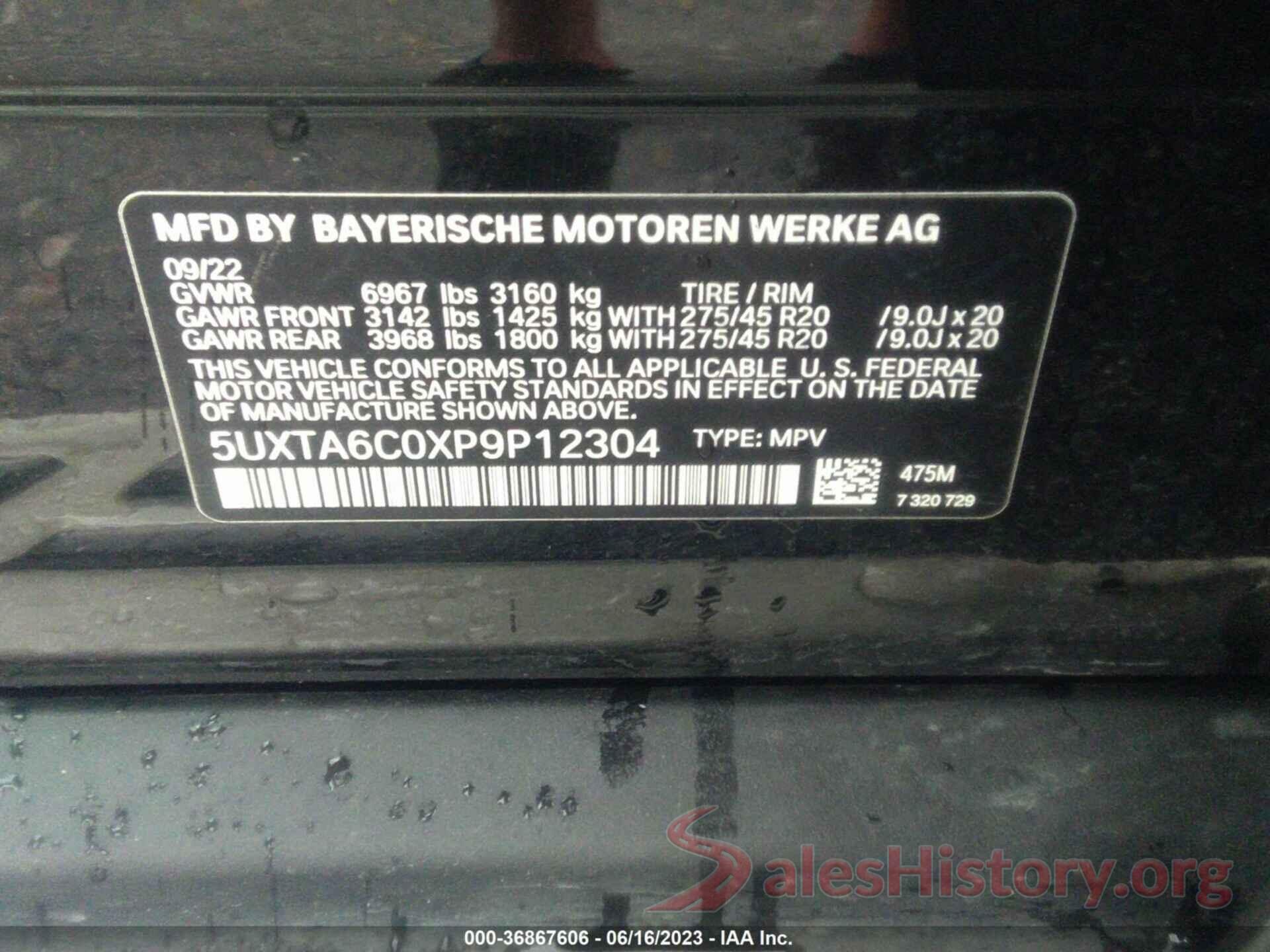 5UXTA6C0XP9P12304 2023 BMW X5
