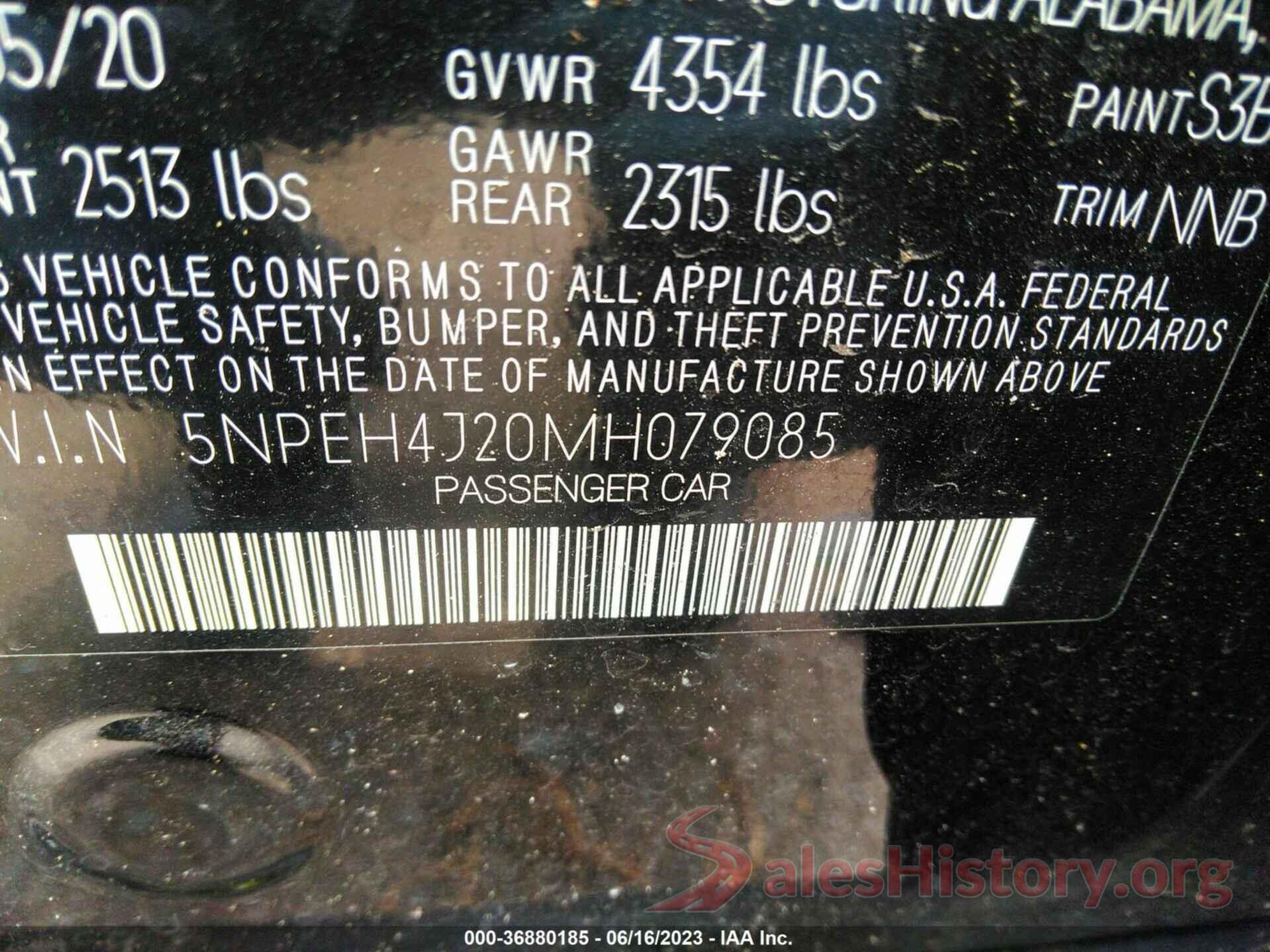 5NPEH4J20MH079085 2021 HYUNDAI SONATA