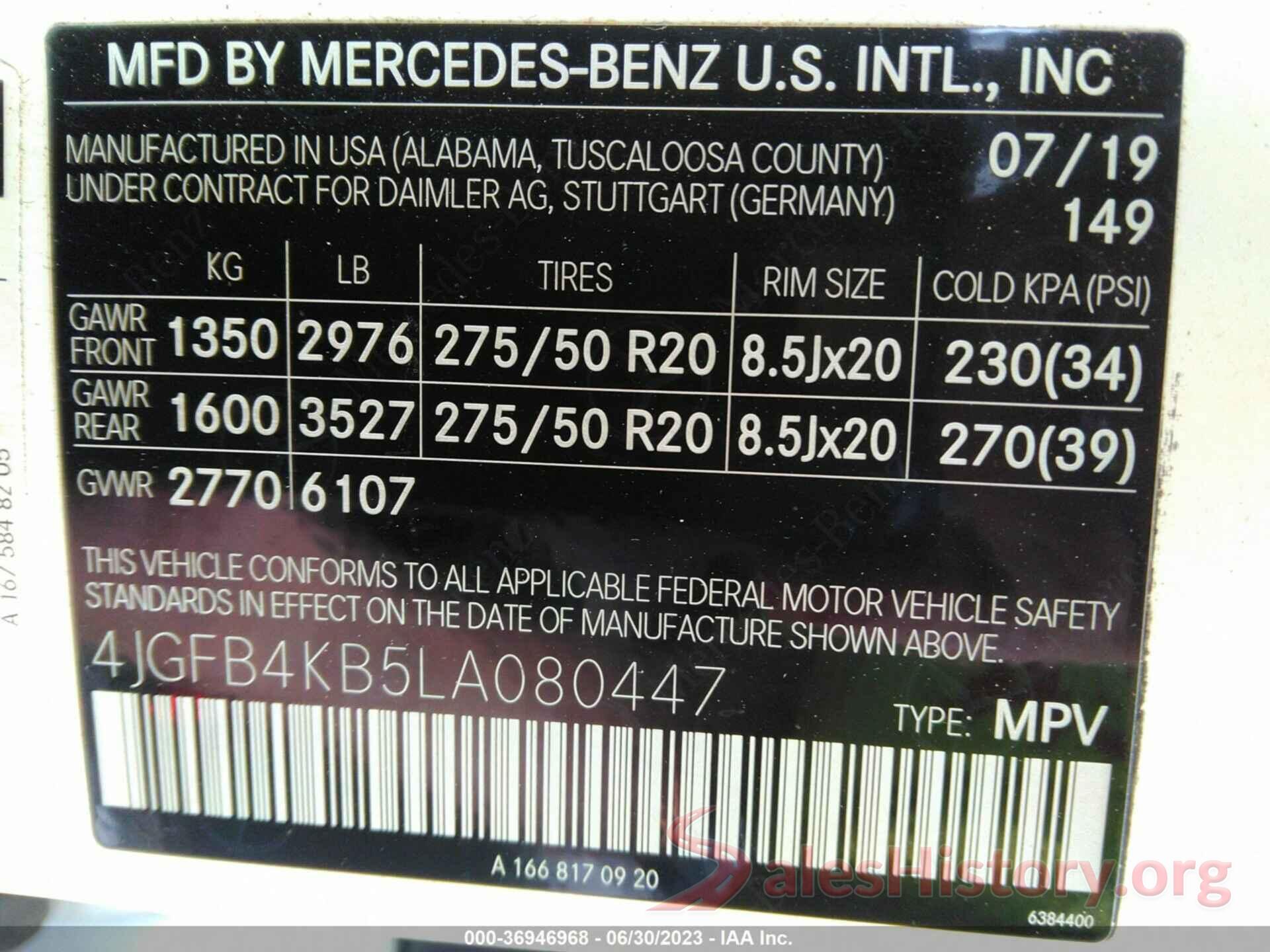 4JGFB4KB5LA080447 2020 MERCEDES-BENZ GLE