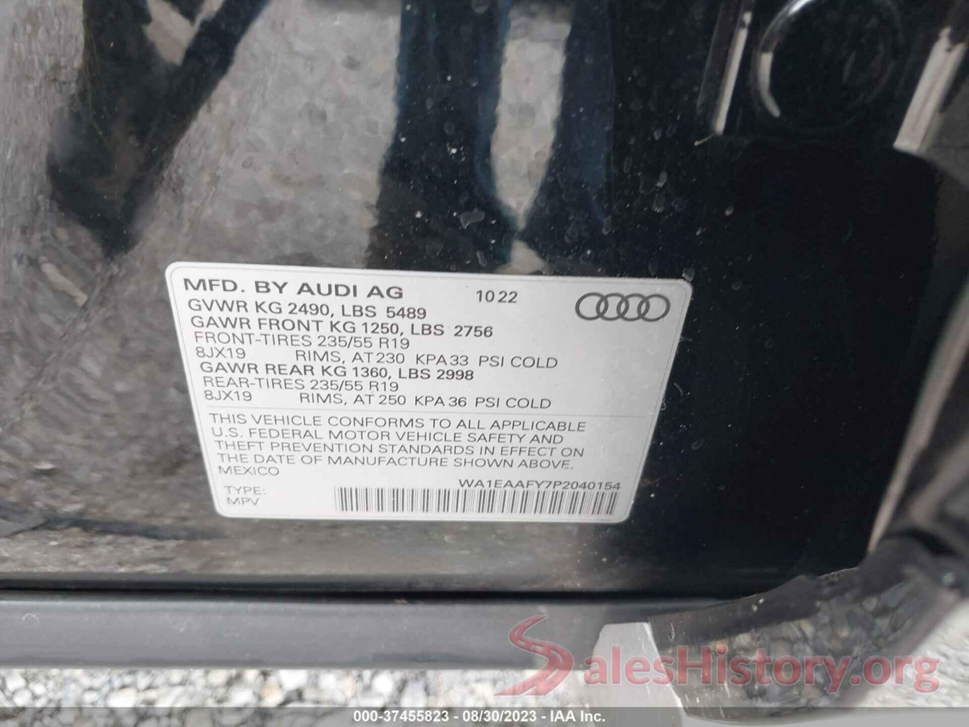 WA1EAAFY7P2040154 2023 AUDI Q5