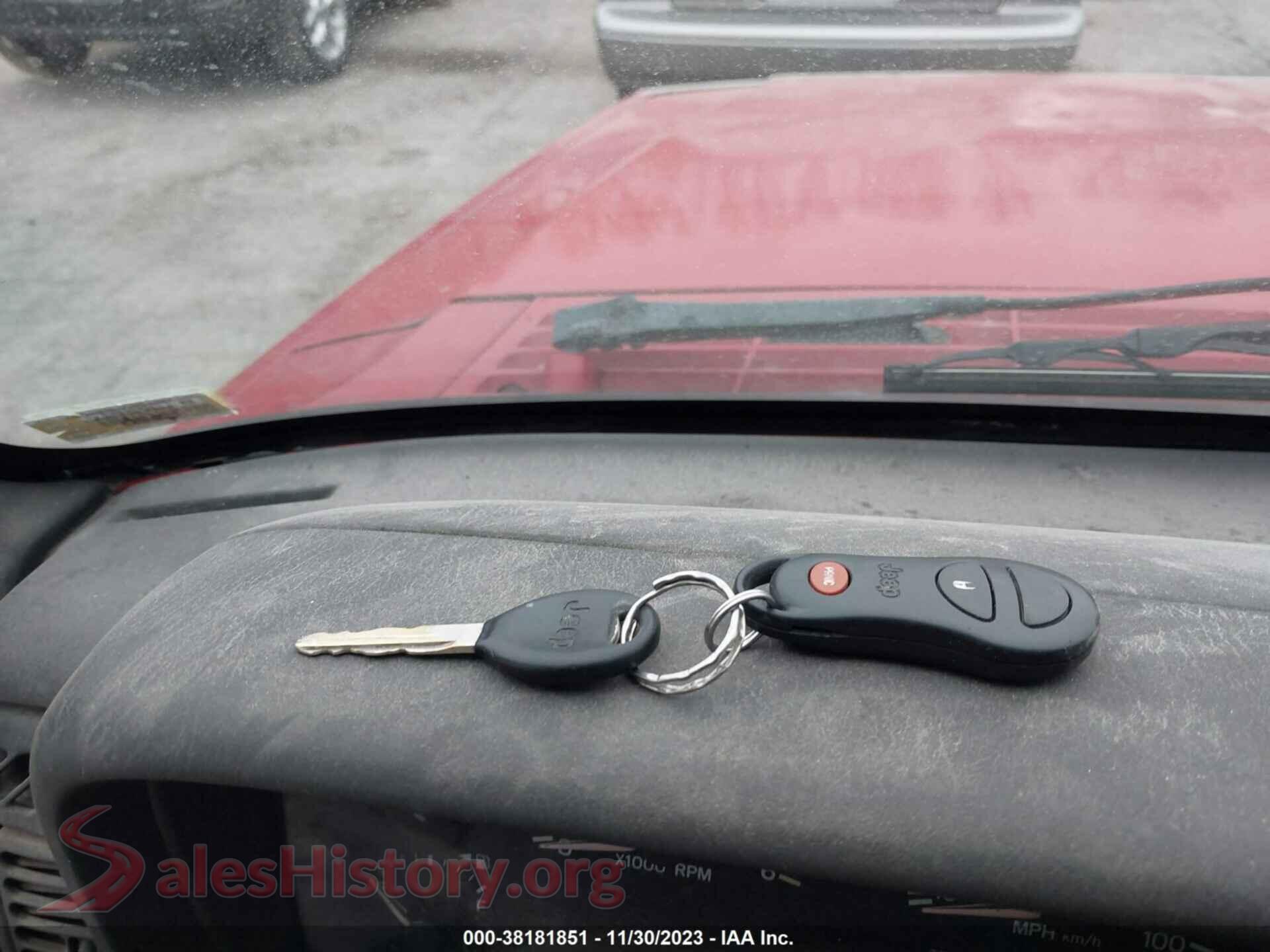 2000 JEEP CHEROKEE VIN 1J4FF48SXYL192313, odometer mileage
