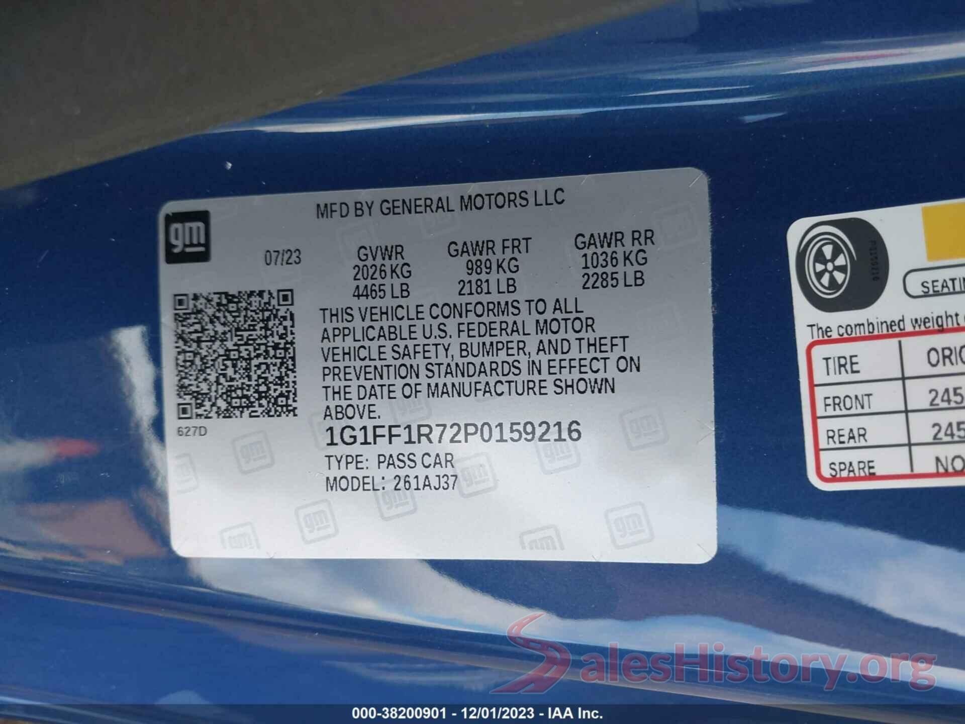 1G1FF1R72P0159216 2023 CHEVROLET CAMARO