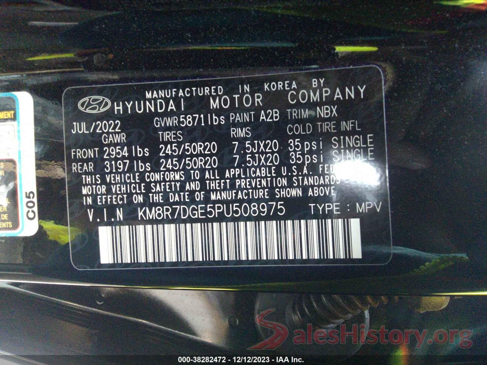 KM8R7DGE5PU508975 2023 HYUNDAI PALISADE