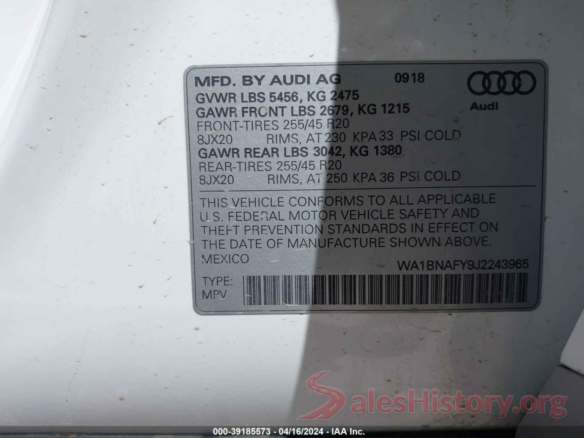 WA1BNAFY9J2243965 2018 AUDI Q5