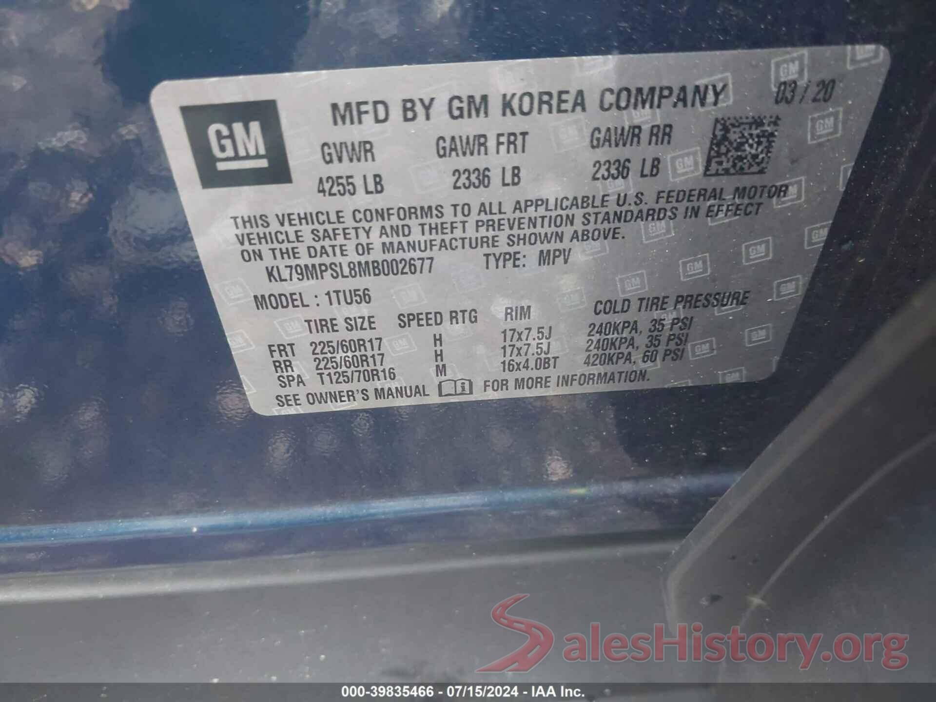 KL79MPSL8MB002677 2021 CHEVROLET TRAILBLAZER