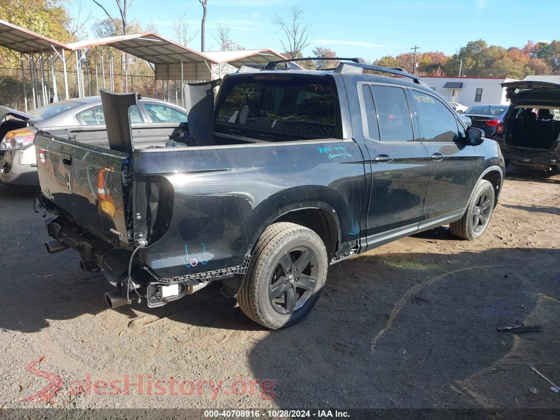 2022 HONDA RIDGELINE VIN 5FPYK3F84NB008002, rear driver side