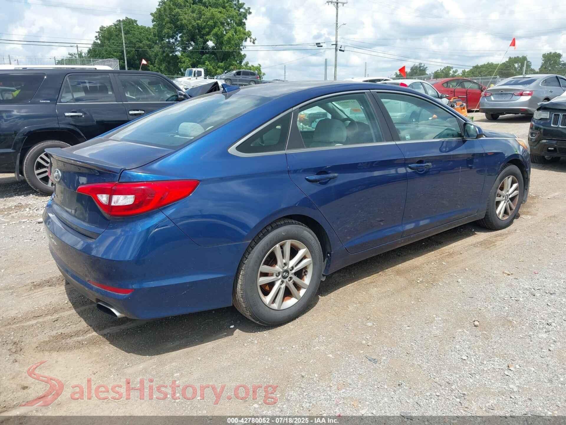 2017 HYUNDAI SONATA VIN 5NPE24AF1HH571974, rear driver side