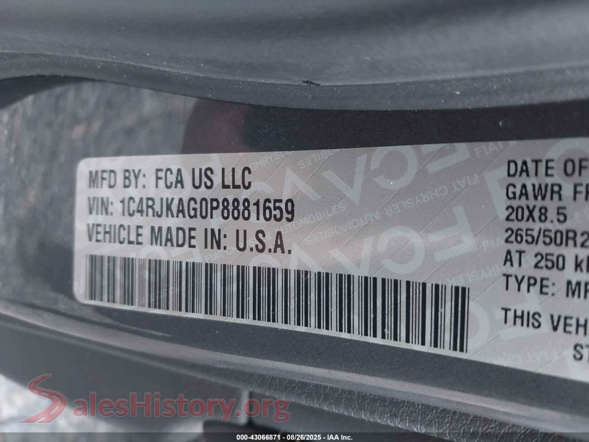 2023 JEEP GRAND CHEROKEE L VIN 1C4RJKAG0P8881659, engine bay